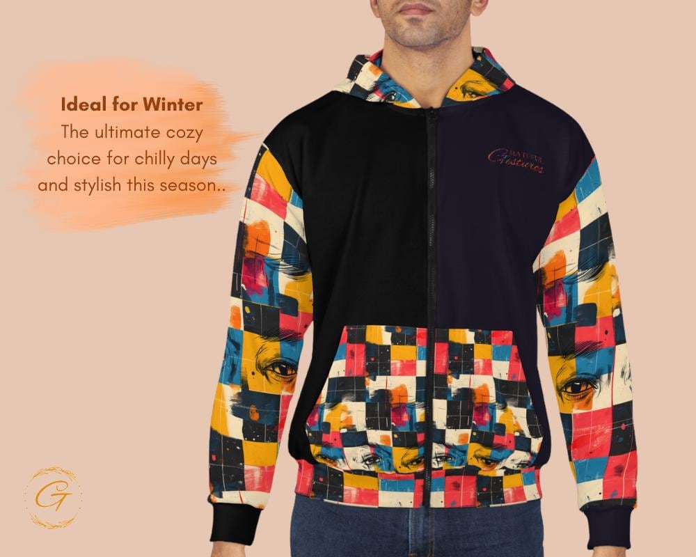 Retro Checkered Unisex Zip Hoodie All-Over Print