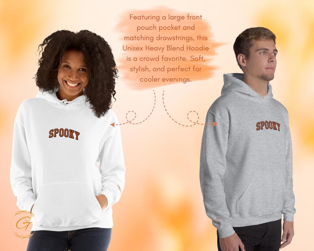 Spooky Hoodie for Halloween Hooded Sweatshirt Cool Halloween Pullover with Hood Ghost Season Halloween Hooded Sweater Cozy Spooky Hooded Top