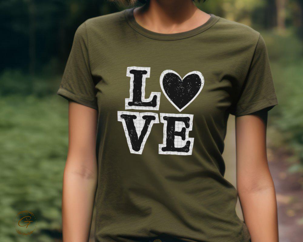 Valentines T-Shirt, Love Heart Text Graphic Tee