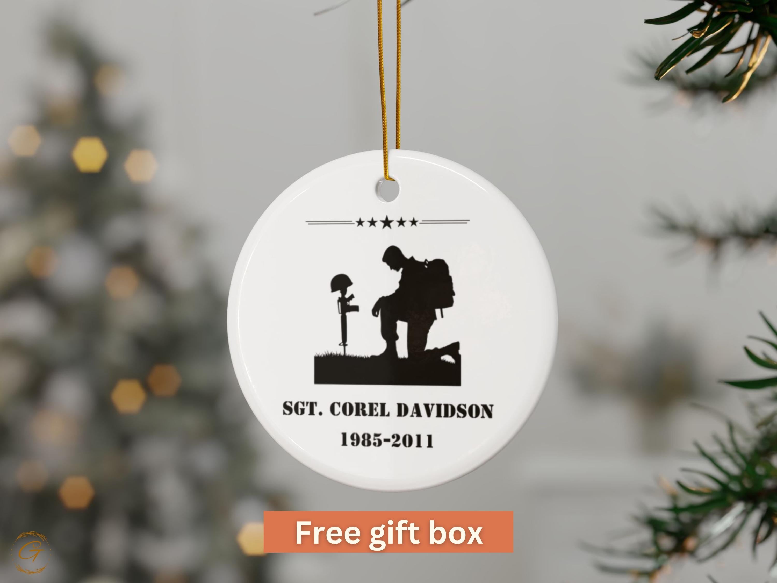 Personalize Memorial Hero Ornament, Soldier Tribute Keepsake, Personalize Fallen Hero Decoration, Military Remembrance Gift, Custom Memorial