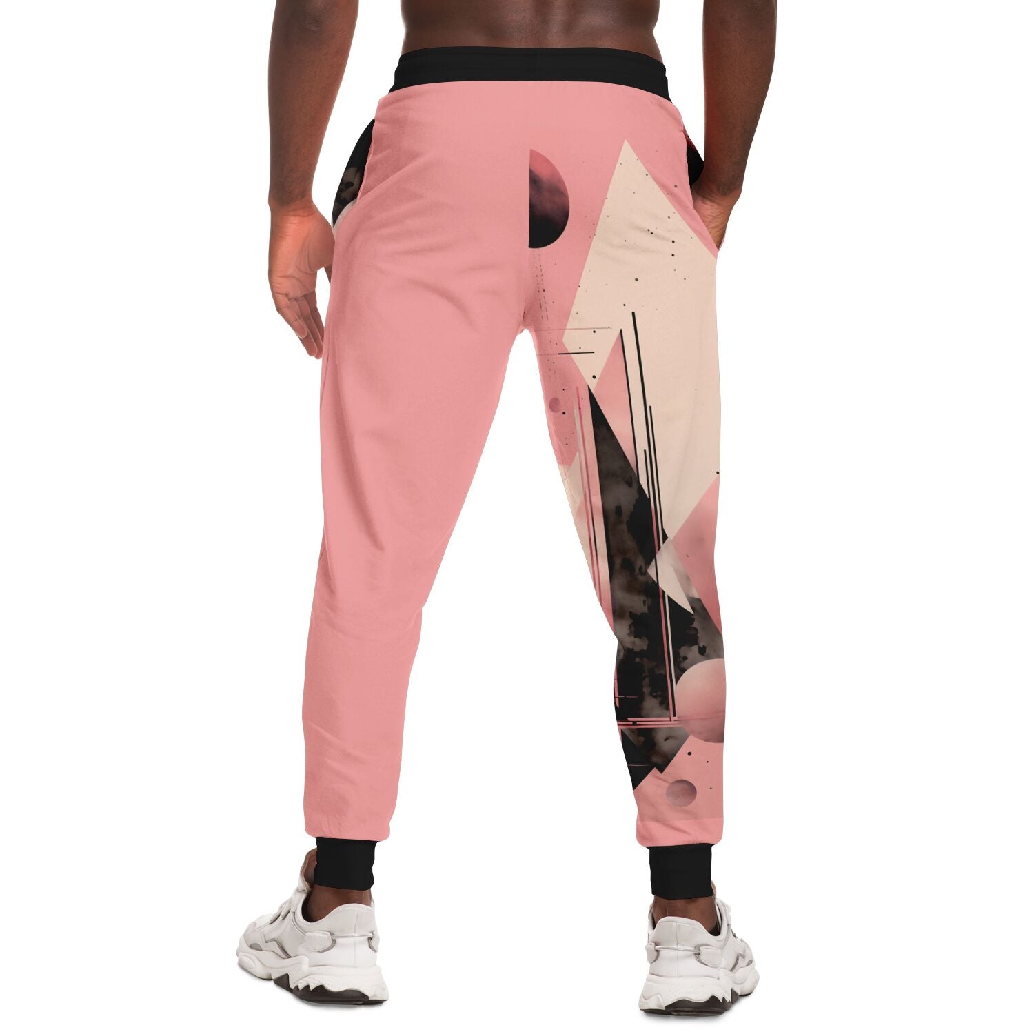 Pink Geometric Art Joggers – Abstract Minimalist Sweatpants