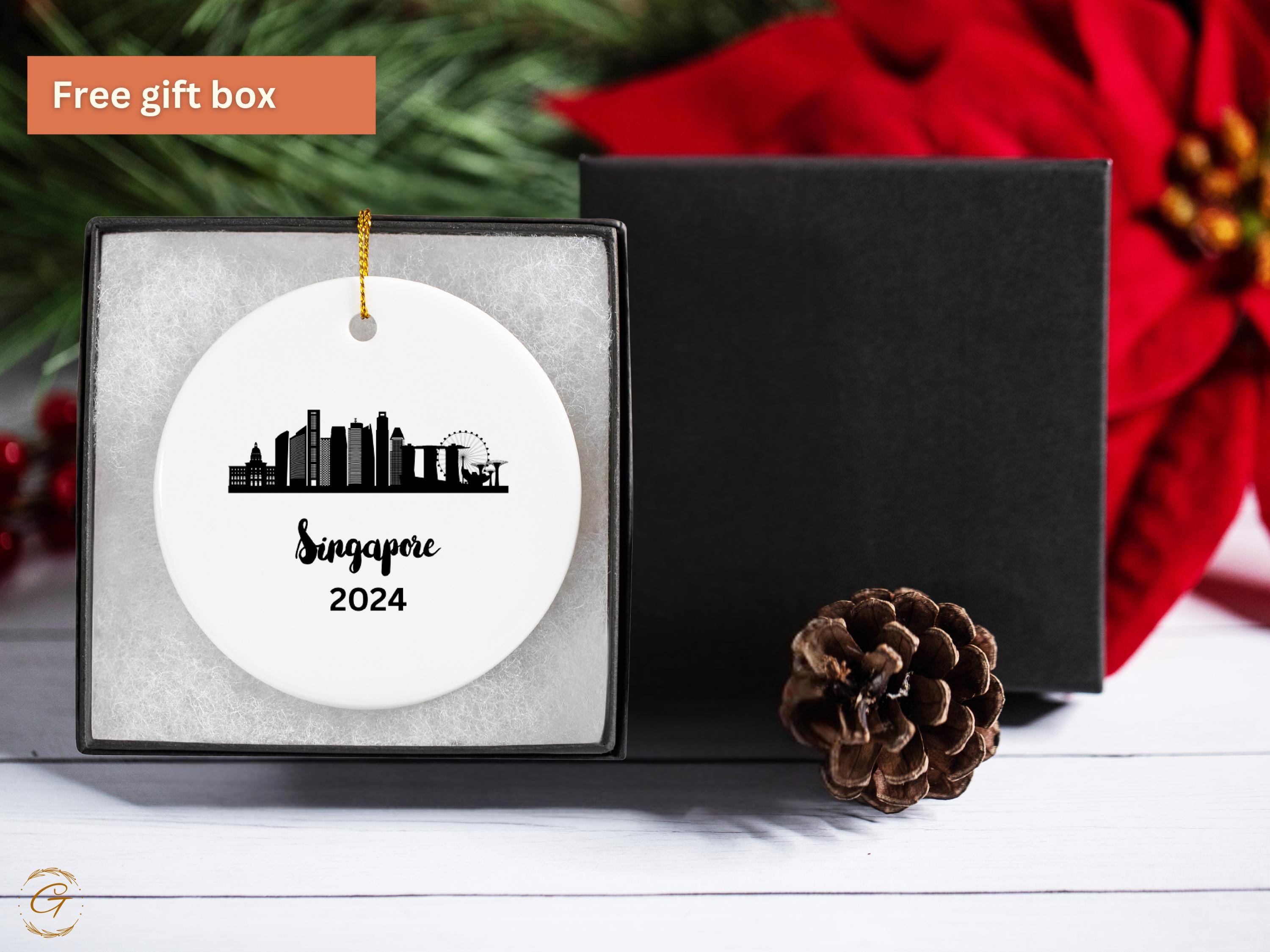 Singapore Skyline Ornament 2024, Cityscape Souvenirs, Travel Keepsakes, Unique Singapore Gift, Holiday Decorations, Ideal Gift for Travelers
