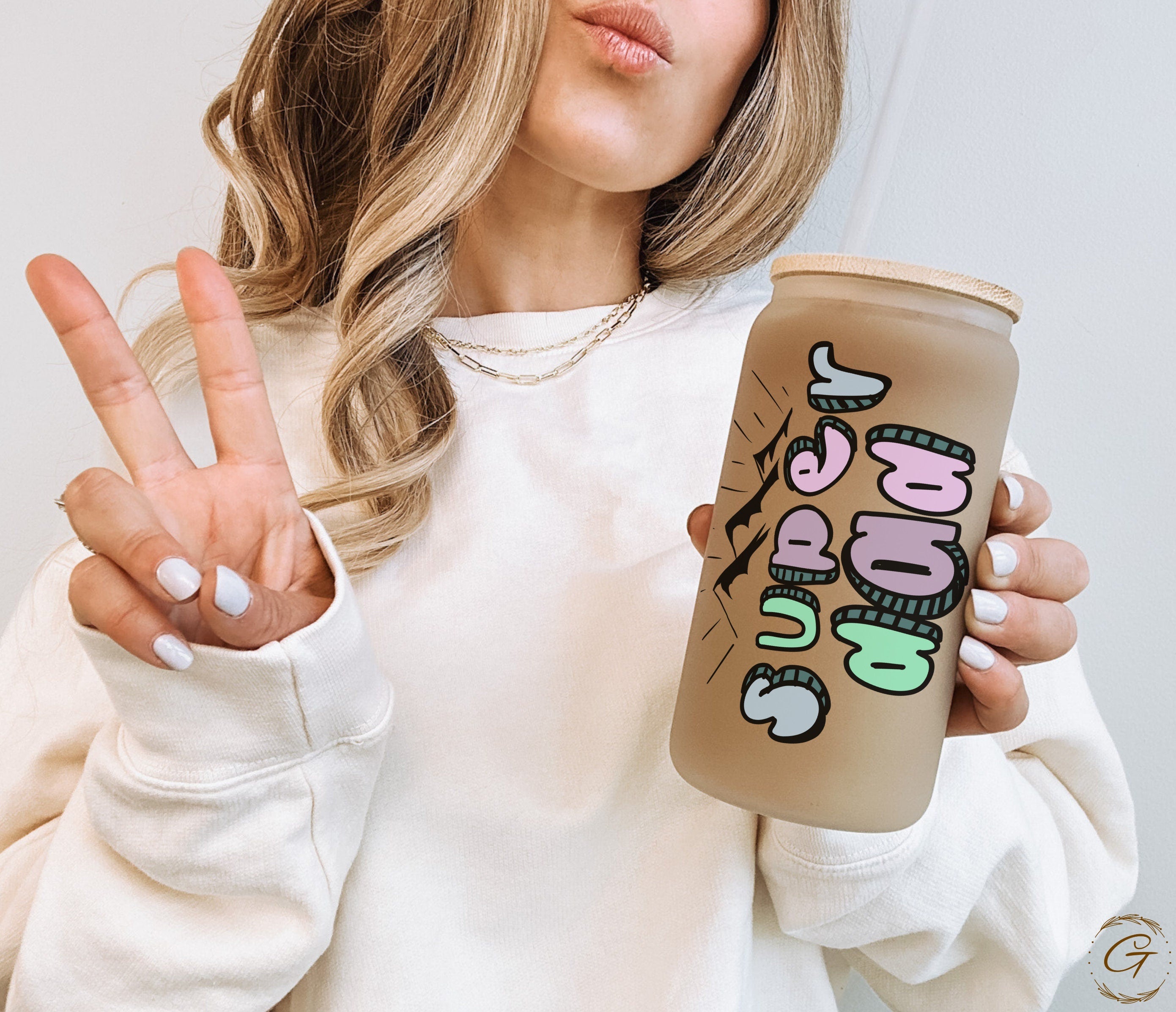 Super Daddy Personalized Frosted Glass 16oz Cup - Daily Use Father's Day