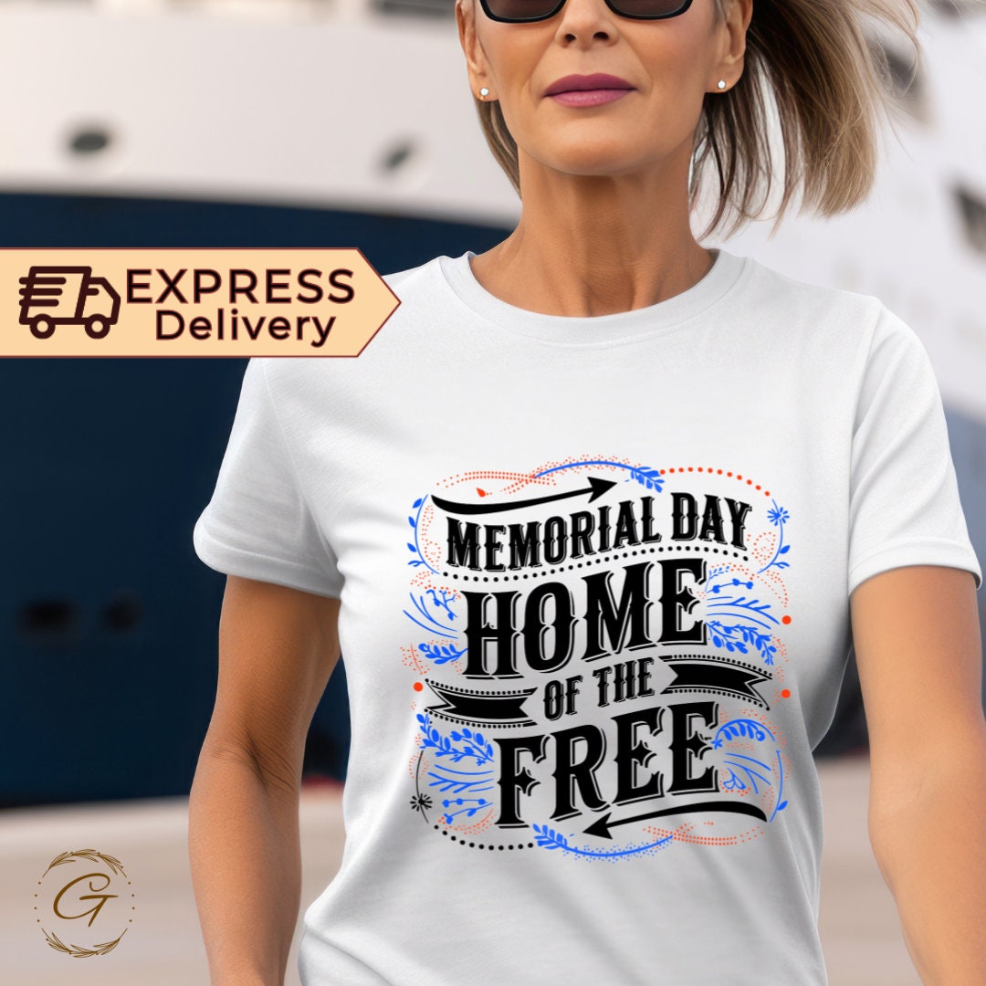 Memorial Day "Home of the Free" T-Shirt – Patriotic American Flag Graphic Tee