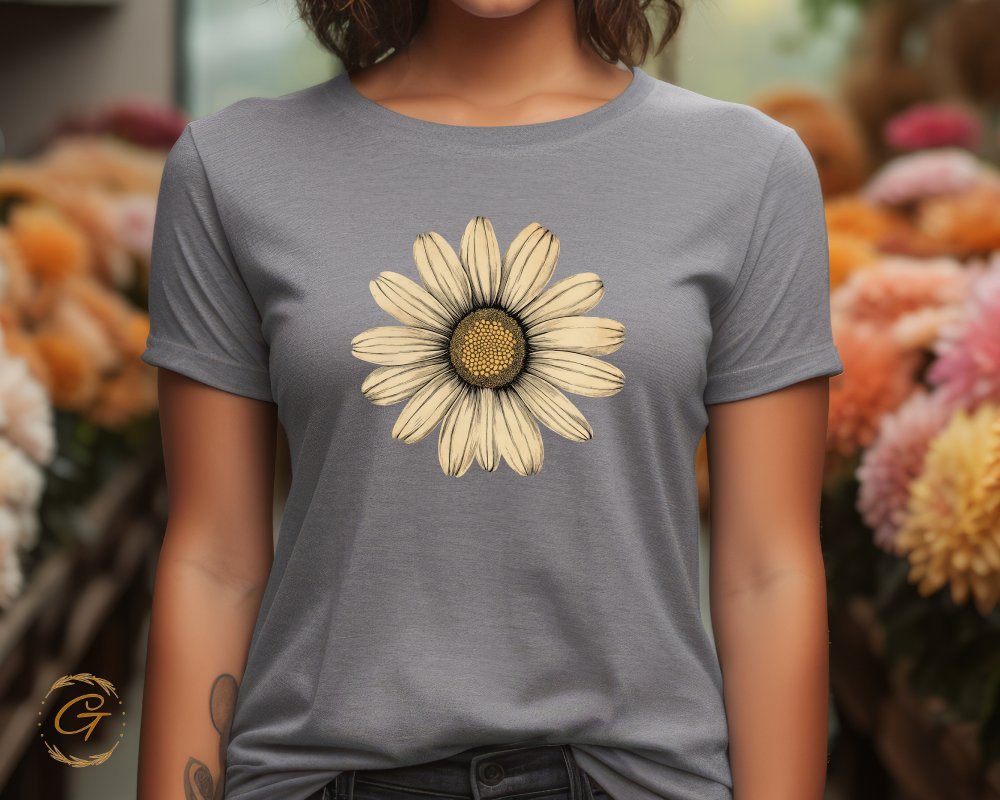 Stunning Yellow Daisy Graphic On Gray T-Shirt product