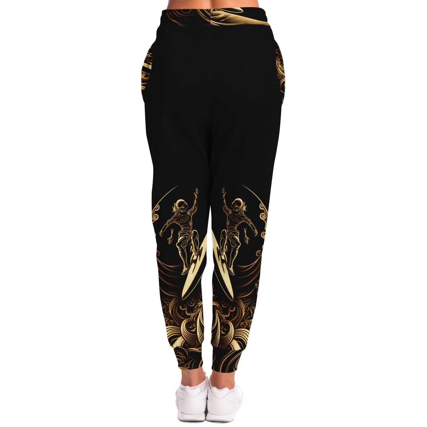 Gold Surfer Joggers – Black and Gold Wave Sweatpants
