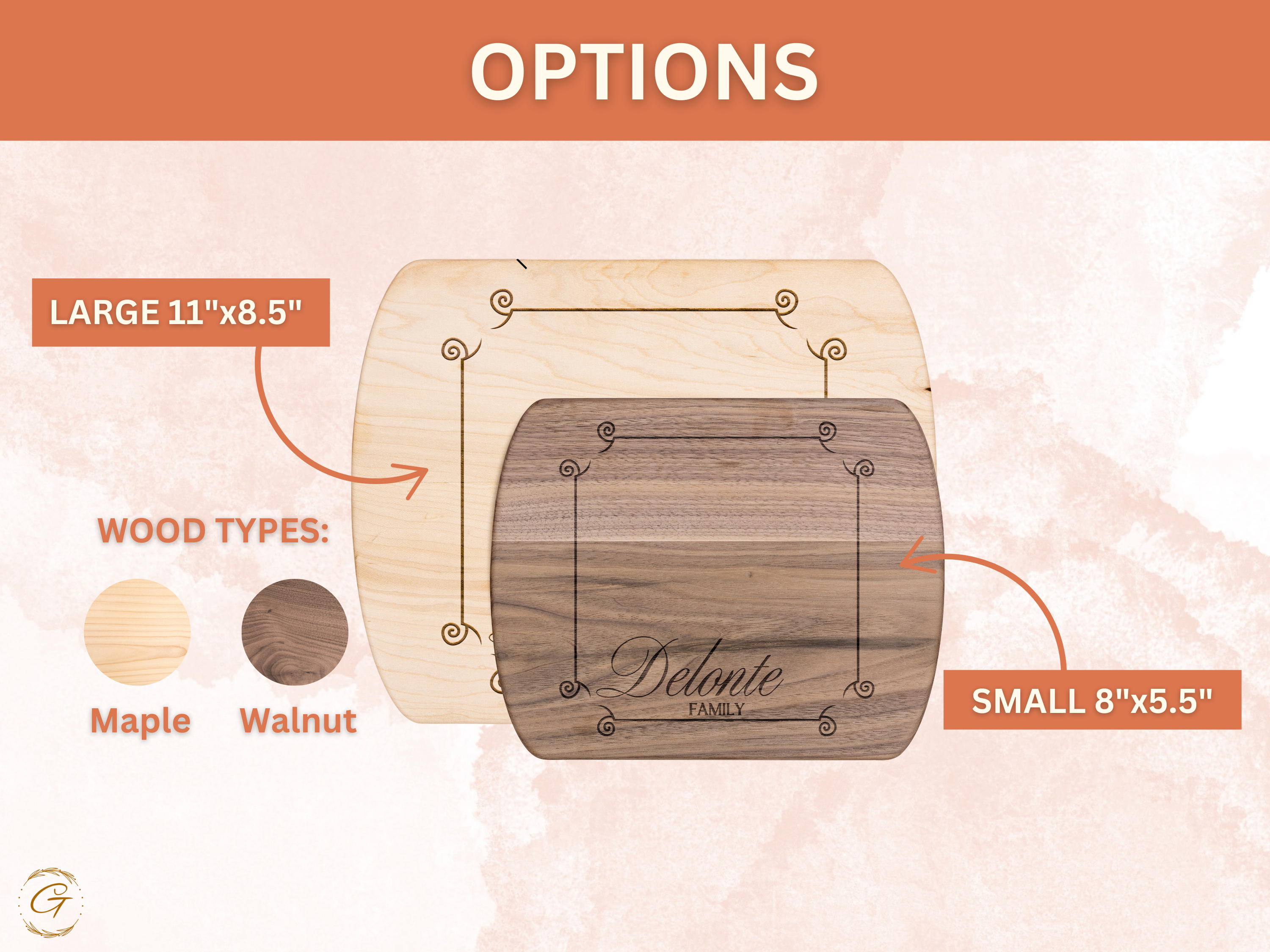 Personalized Hardwood Oval Cutting Boards