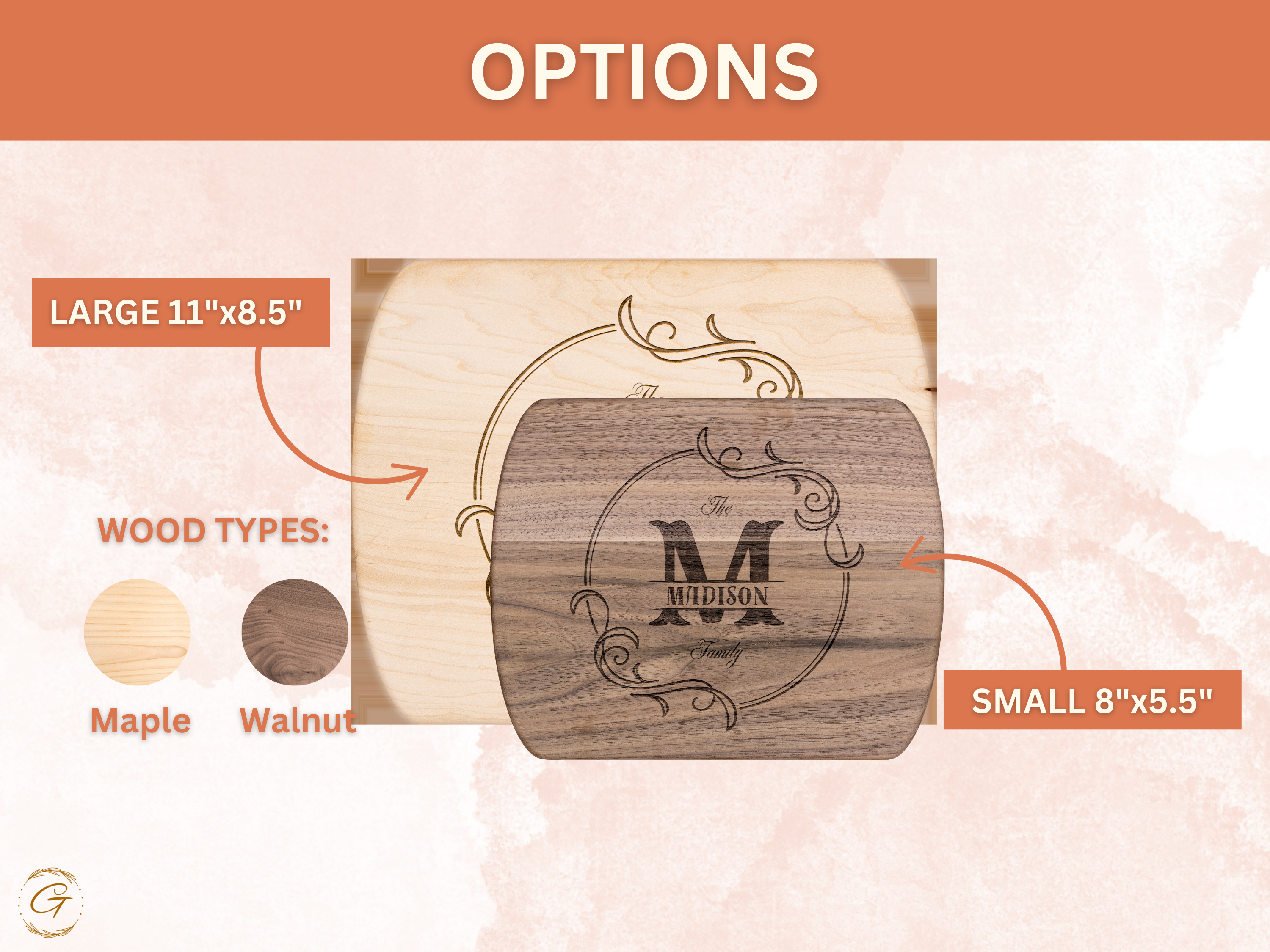 Personalize Family Name Hardwood Oval Cutting Board