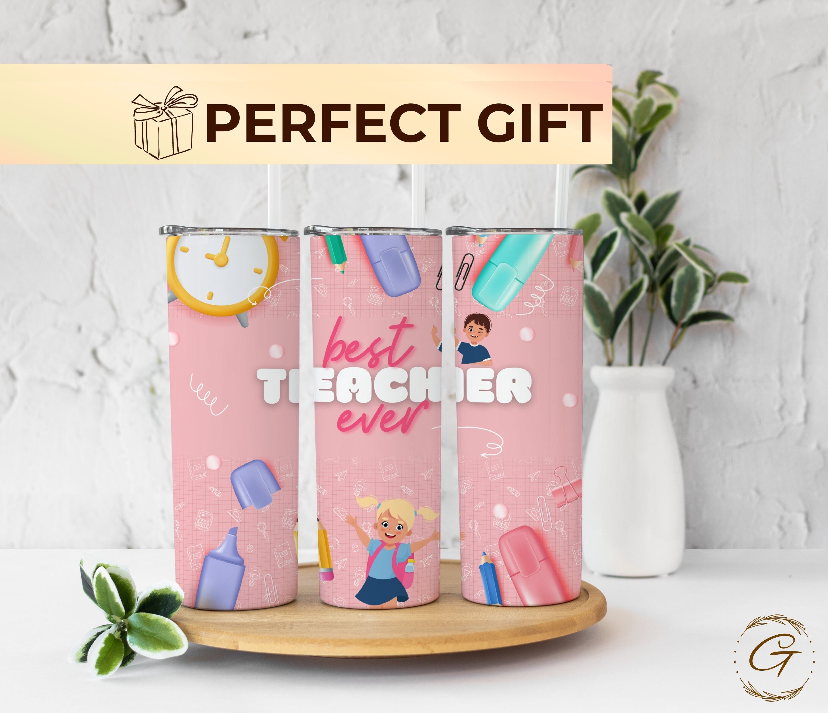 Best Teacher Ever Pink Tumbler