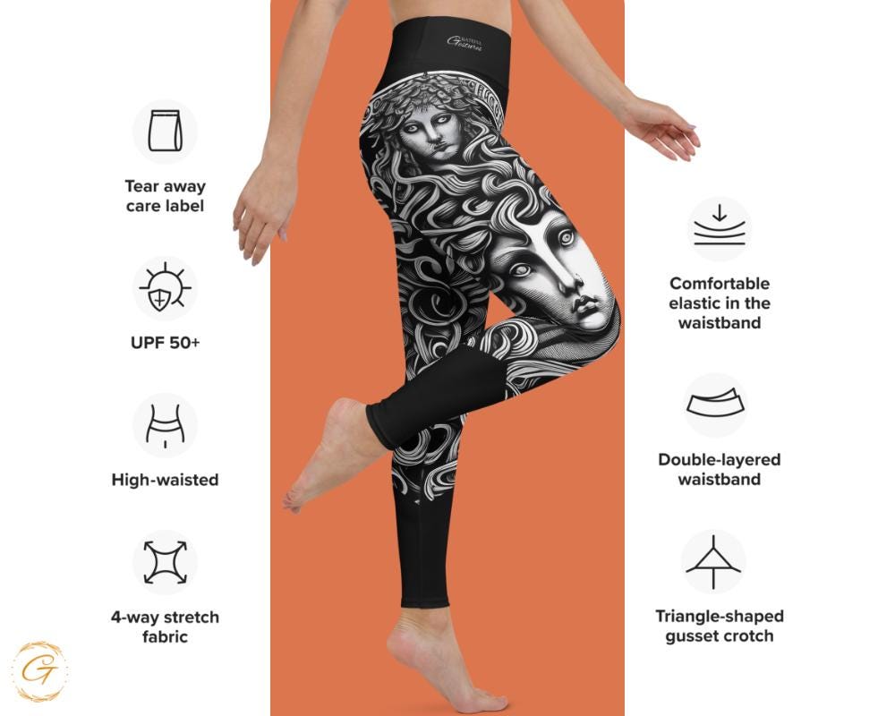 Medusa All OVer Print Design Yoga Shorts and Leggings Stylish Activewear for Women Workout and Yoga Comfortable High-Waisted Fitness Bottoms