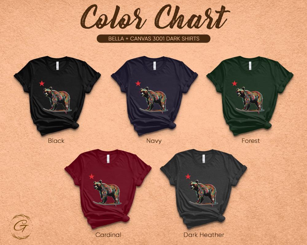 Colorful Bear Tee Surfing Design T-Shirt