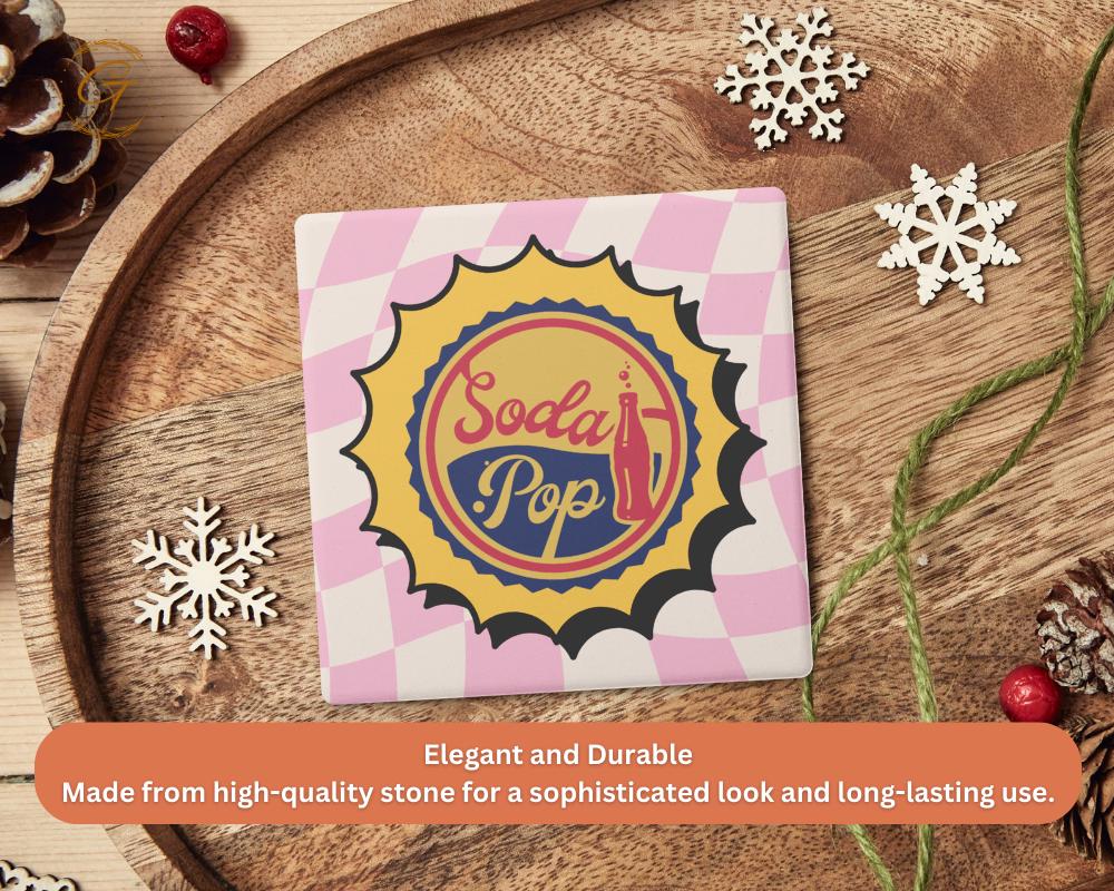 Soapstone Coaster Soda Pop Bottle Cap Design