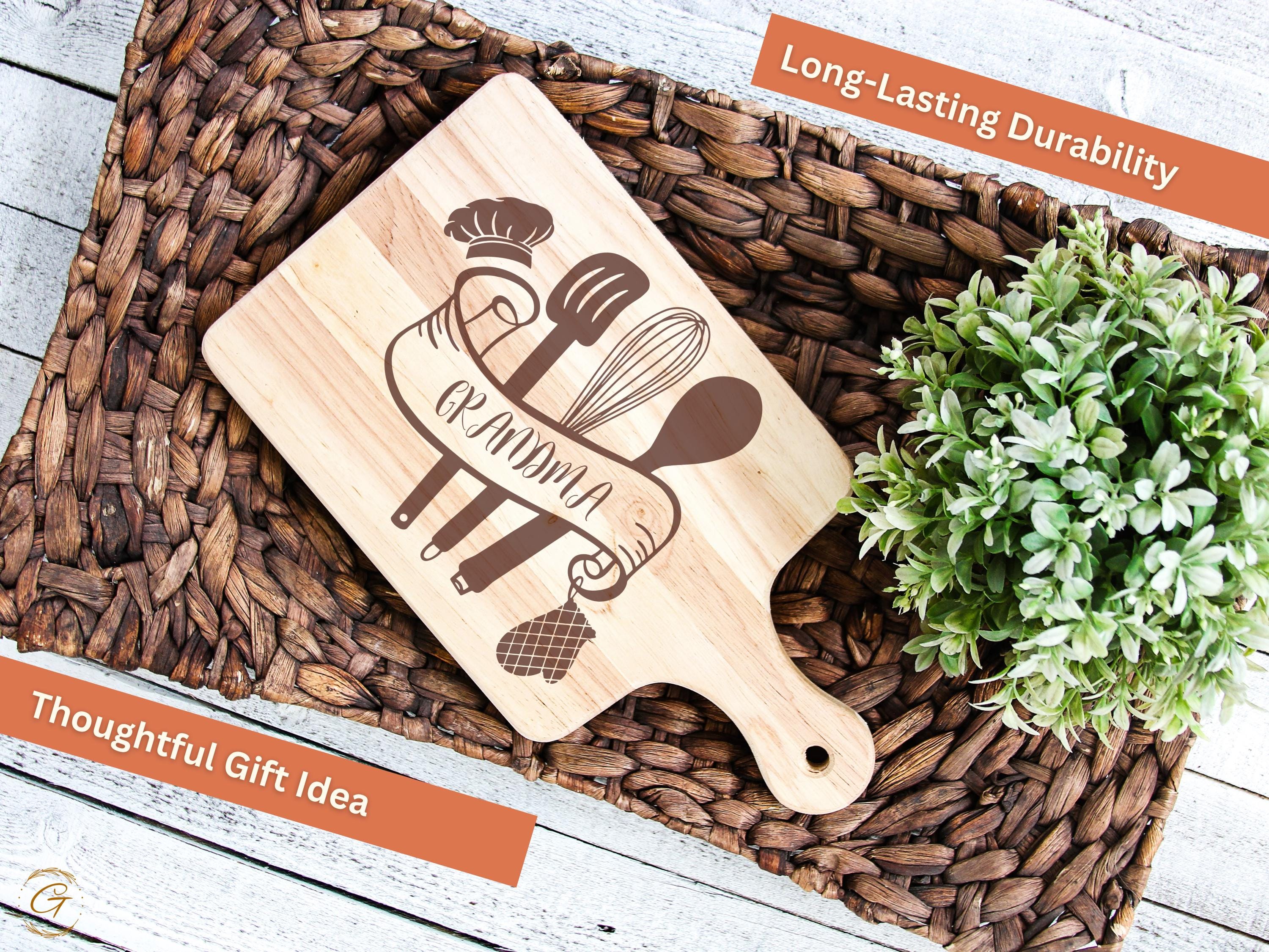 Grandma's Kitchen Cutting Board | Engraved Kitchen Utensils | Personalized Rustic Wood Board | Best Gift for Grandma’s Kitchen | Ideal Gifts