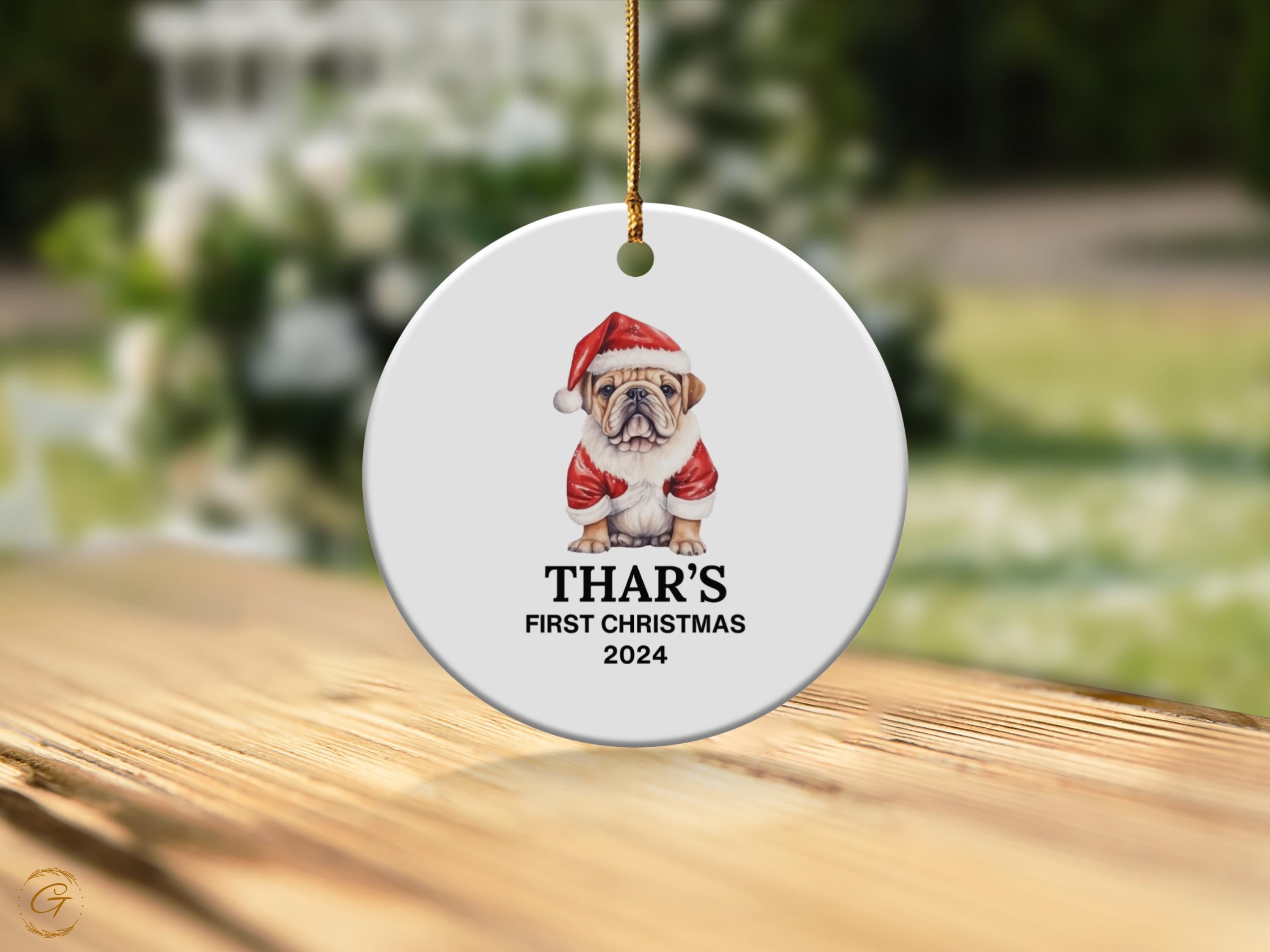 Personalized Bulldog Christmas Ornament, Custom Pet Holiday Decor,First Christmas Keepsake 2024, Unique Gift for Dog Lover, Holiday Keepsake