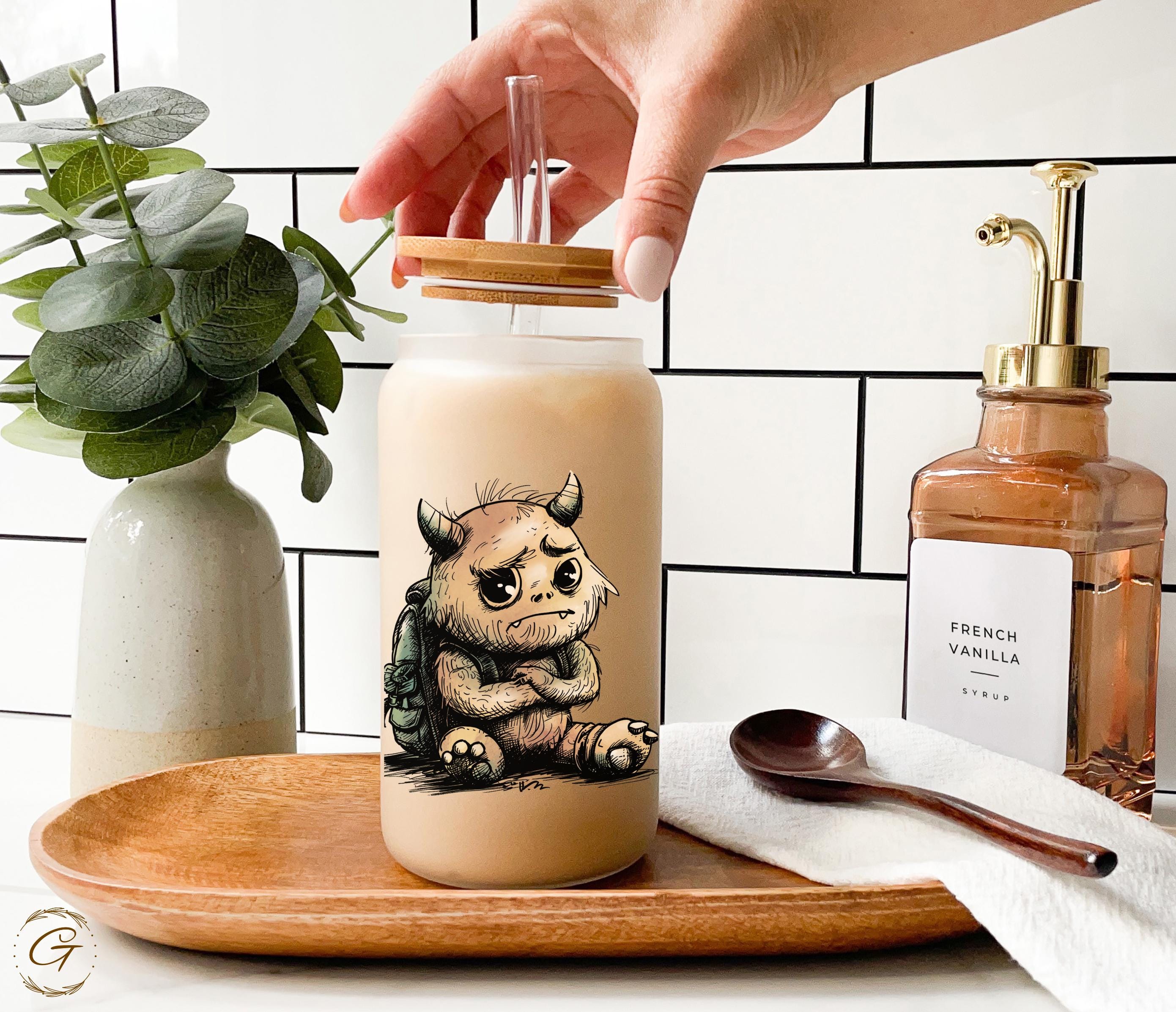 Cute Monster Design "Where Did Summer Go?" Frosted Glass Cup