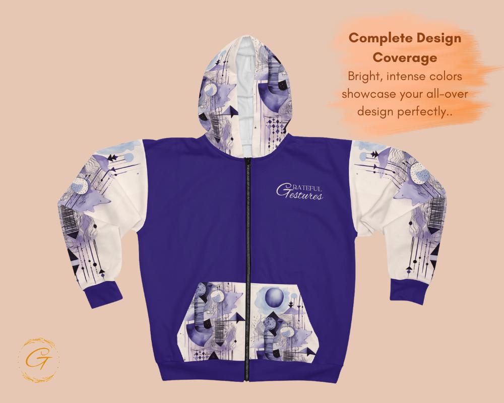 Quantum Pastel Purple Color Design Unisex Zip Hoodie All-Over Print