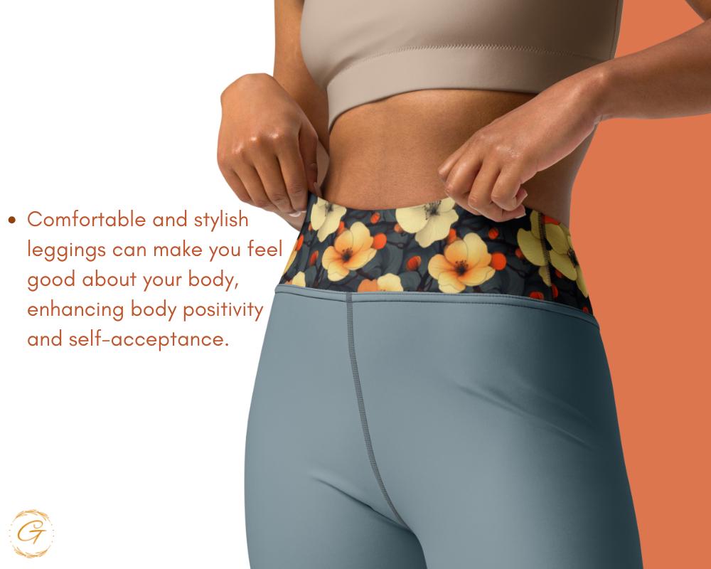 AOP Gray Floral Yoga Leggings & Shorts - High-Waisted Women’s Activewear - Trendy Workout Gear - Comfortable Gym Pants - Unique Fitness Gift