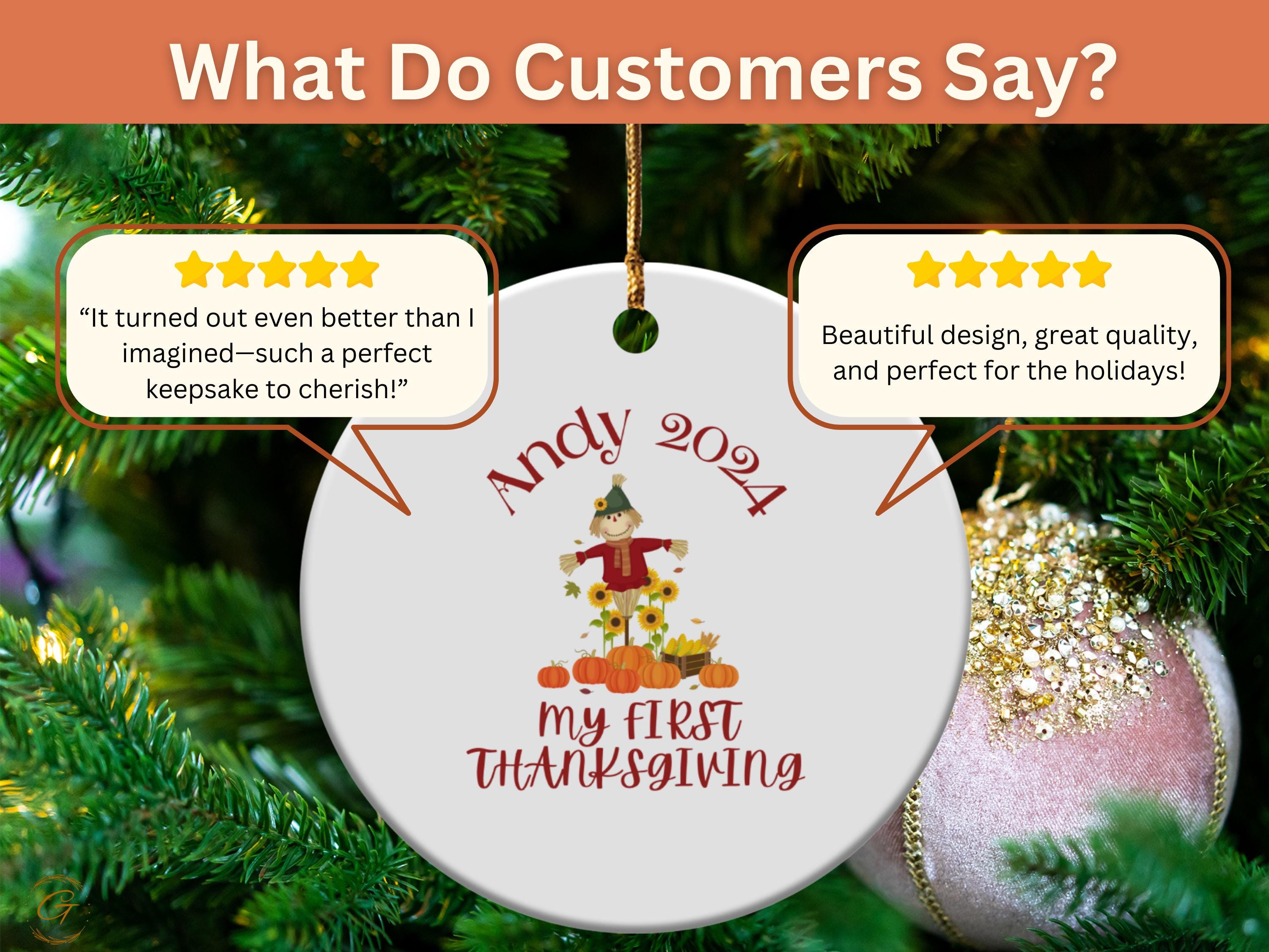 Adorable Thanksgiving Scarecrow Ornament 2024, First Thanksgiving Keepsake, Personalize Holiday Decoration, Fall Decor Gift, Unique Keepsake