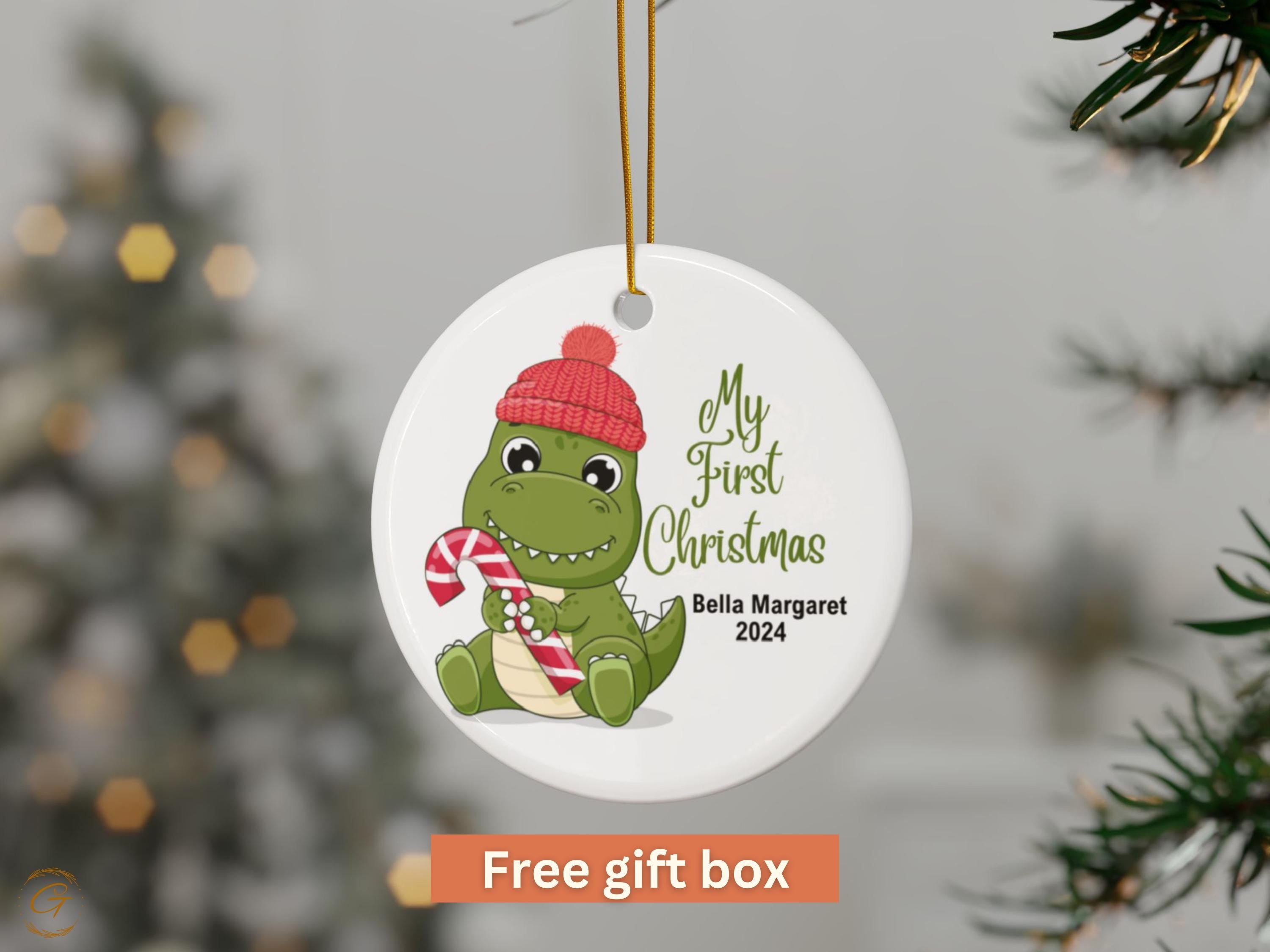 My First Christmas Ornament, Dinosaur Baby's First Christmas Gift, Cute Holiday Decoration Personalized Keepsake , Unique Gift for Stockings