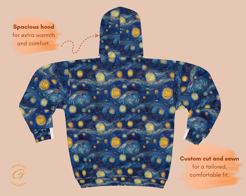 Starry Night White Design Zip Hoodie All-Over Print