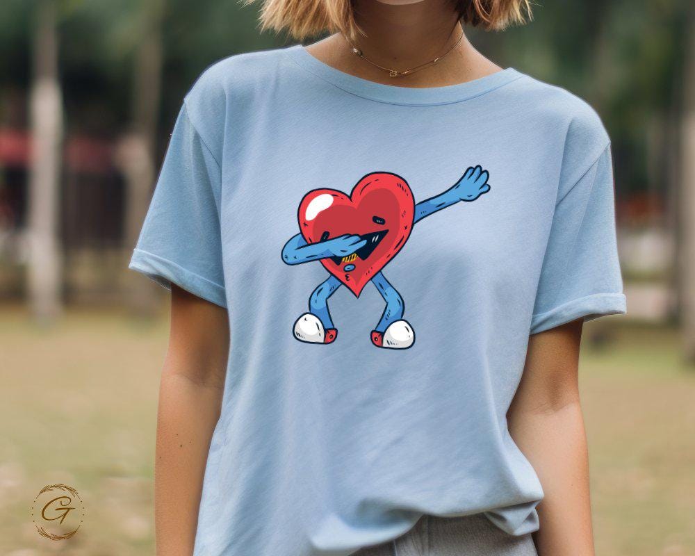 Valentine T-Shirt, Unique Heart Character Dabbing Tee