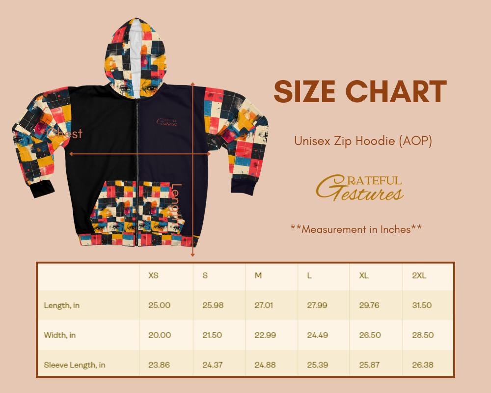 Retro Checkered Unisex Zip Hoodie All-Over Print
