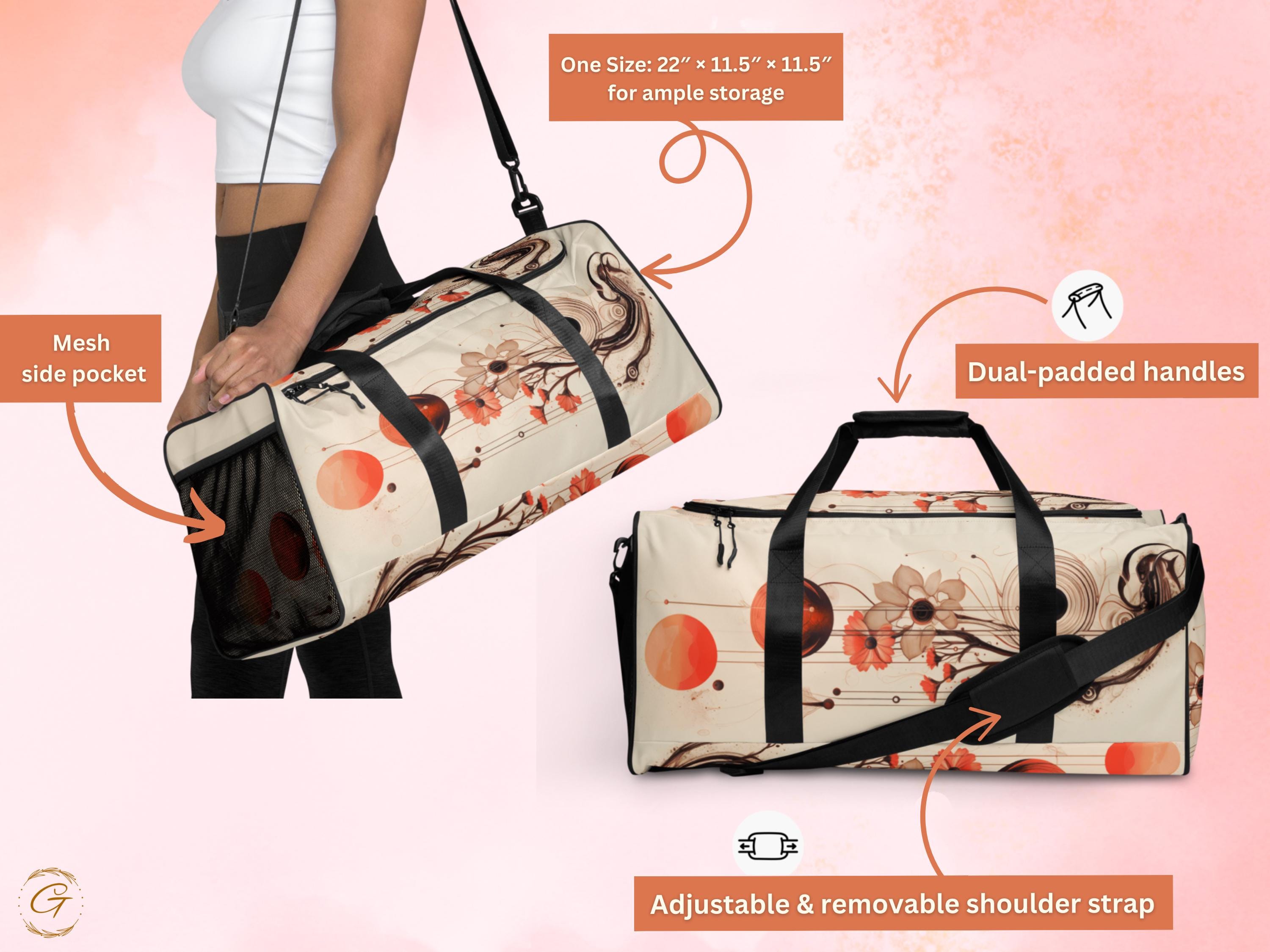 AOP Floral Duffel Bag with Abstract Art - Stylish Travel, Gym, Sports, or Weekend Bag - Lightweight, Durable,and Spacious Design, Ideal Gift