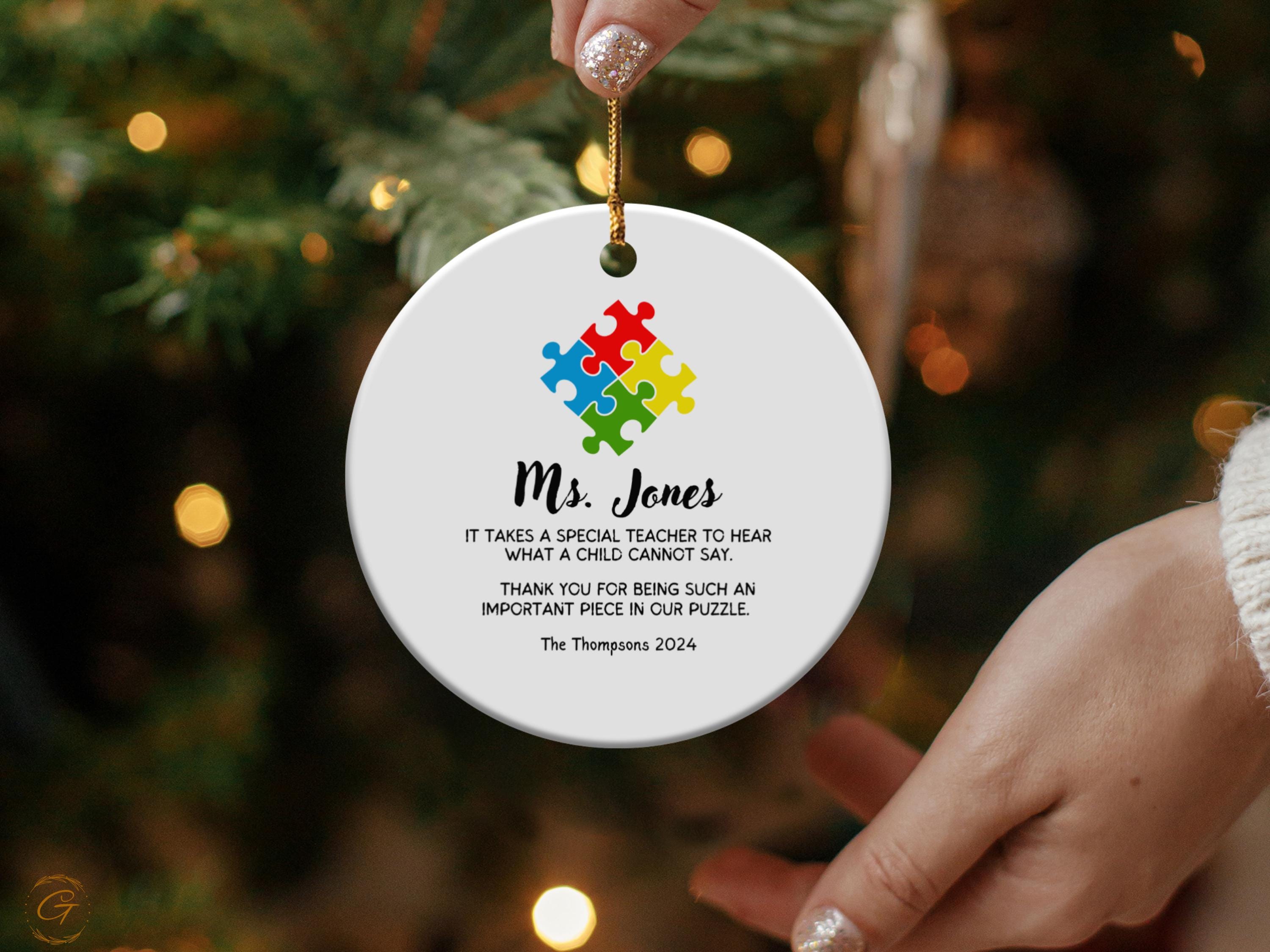 Personalized Teacher Ornament, Puzzle Piece Special Gift, Unique Appreciation Gift, Custom Teacher Holiday Keepsake, Teacher Thank You Gifts