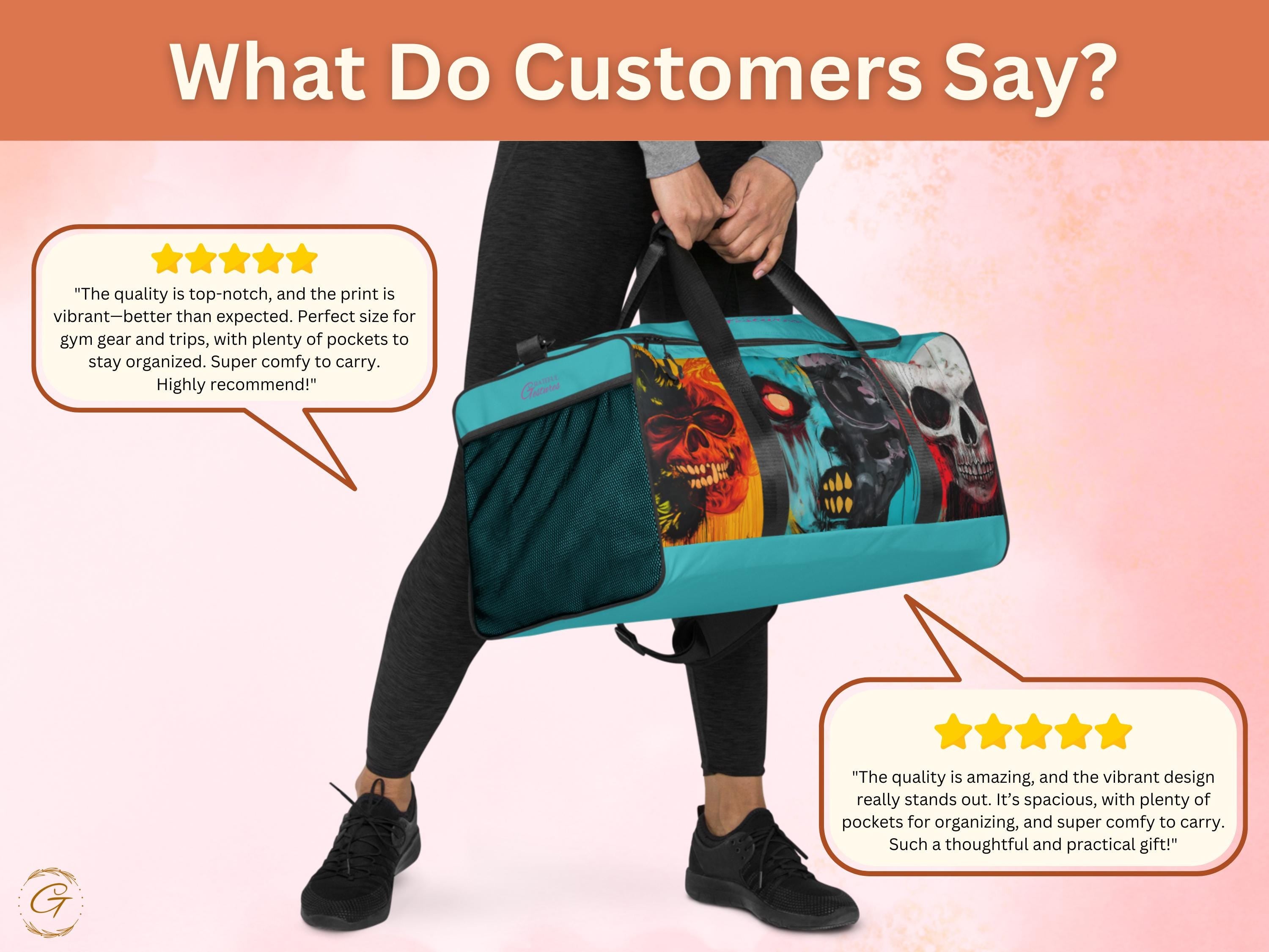 Skull AOP Duffel Bag :Unique Zombie Art Gym Bag