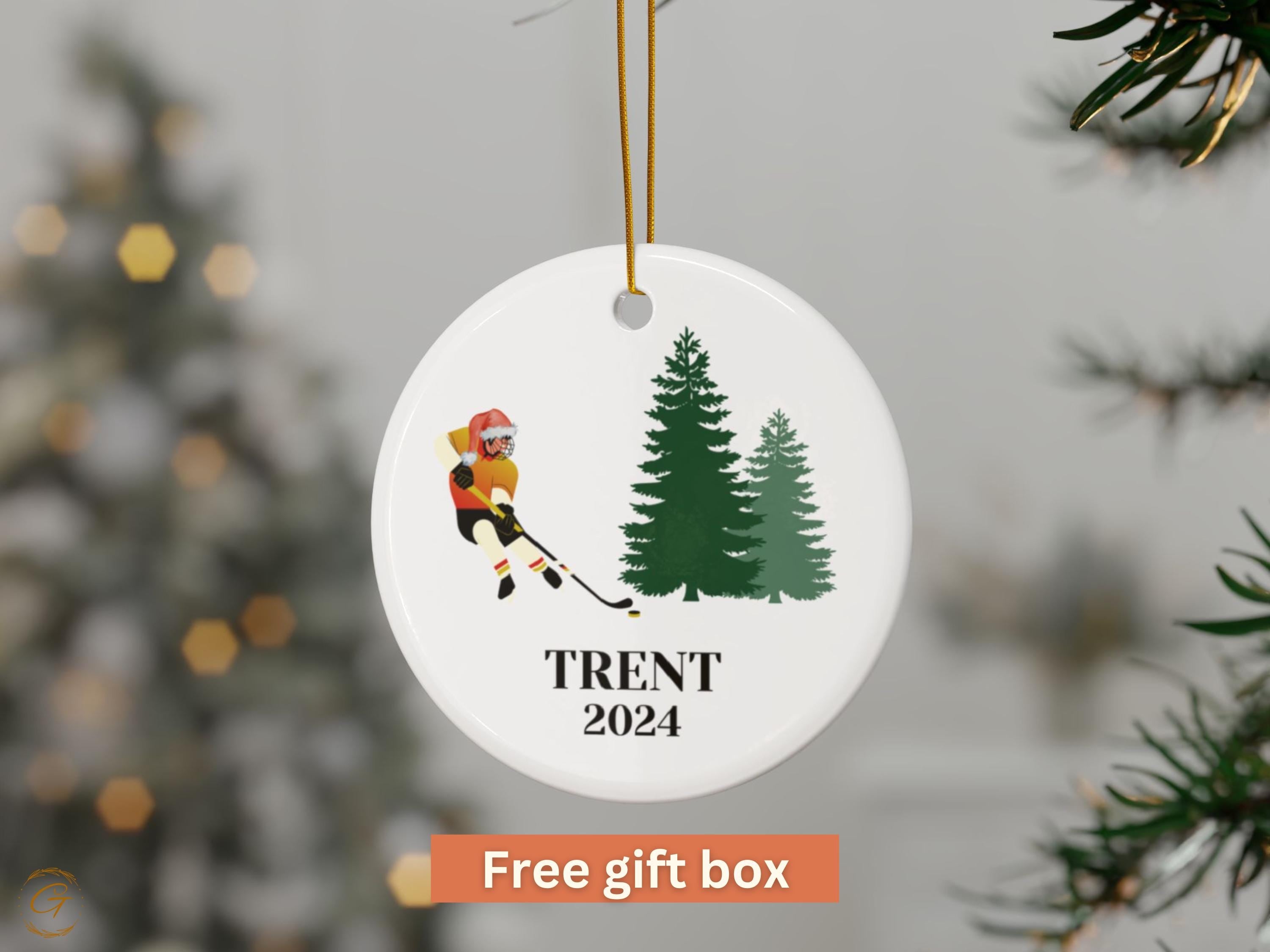 Personalized Ice Hockey Ornament, Custom Christmas Tree Decoration