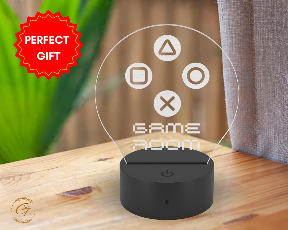 Hobby Game Room Design Circle Acrylic LED Sign, Cool Gaming Room Light