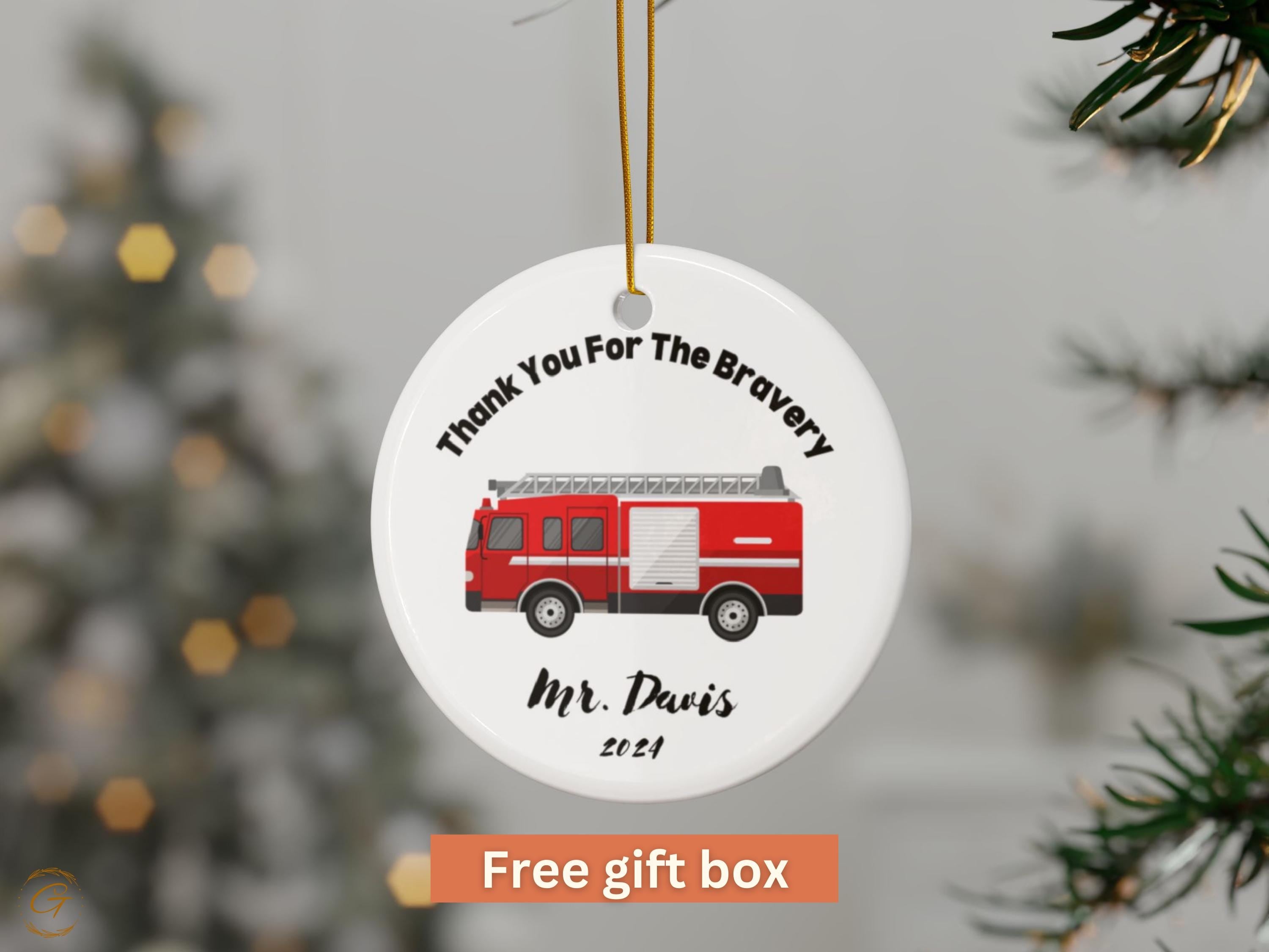 Personalized Fire Truck Ornament, First Responder Gifts