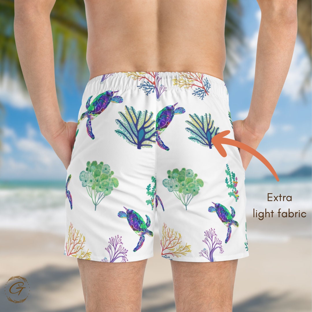 Turtle and Coral Swim Trunks