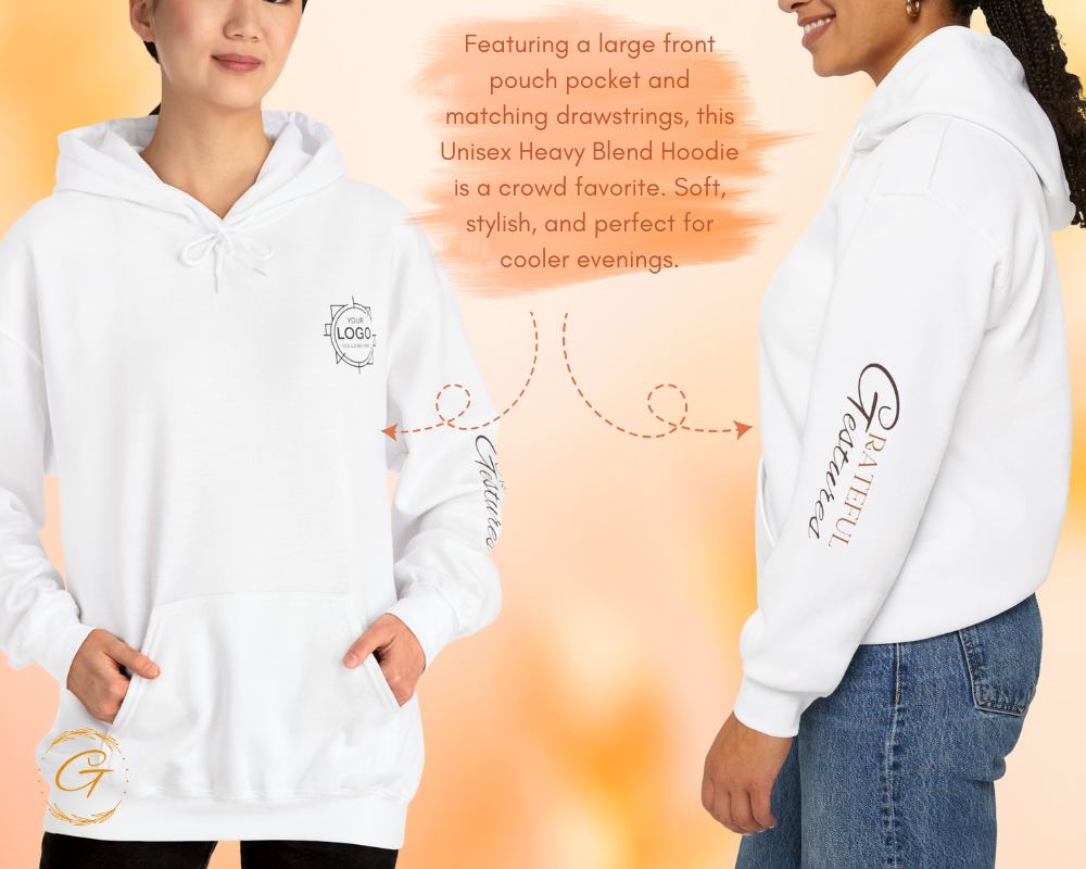 Custom Hoodies with Personalized Left Chest & Wrist Logo Print