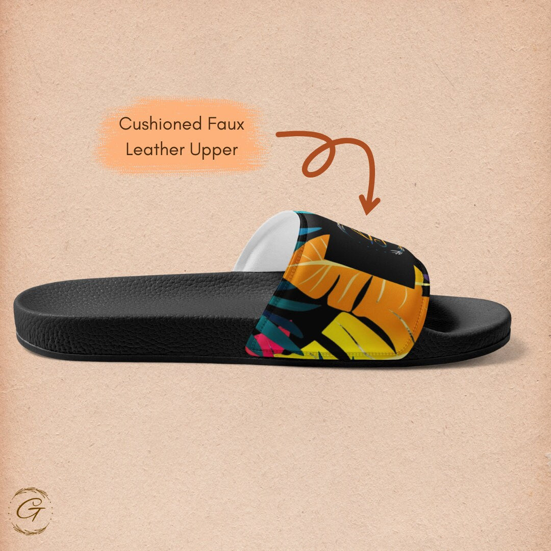 Floral Colorful Men's Slides with Vibrant Design