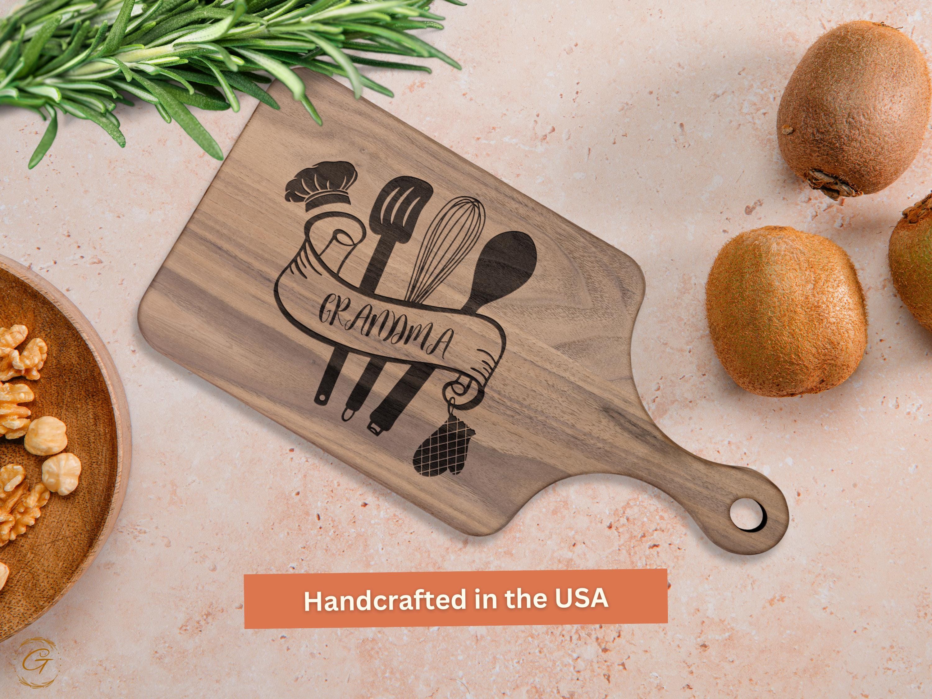 Grandma's Kitchen Cutting Board | Engraved Kitchen Utensils | Personalized Rustic Wood Board | Best Gift for Grandma’s Kitchen | Ideal Gifts