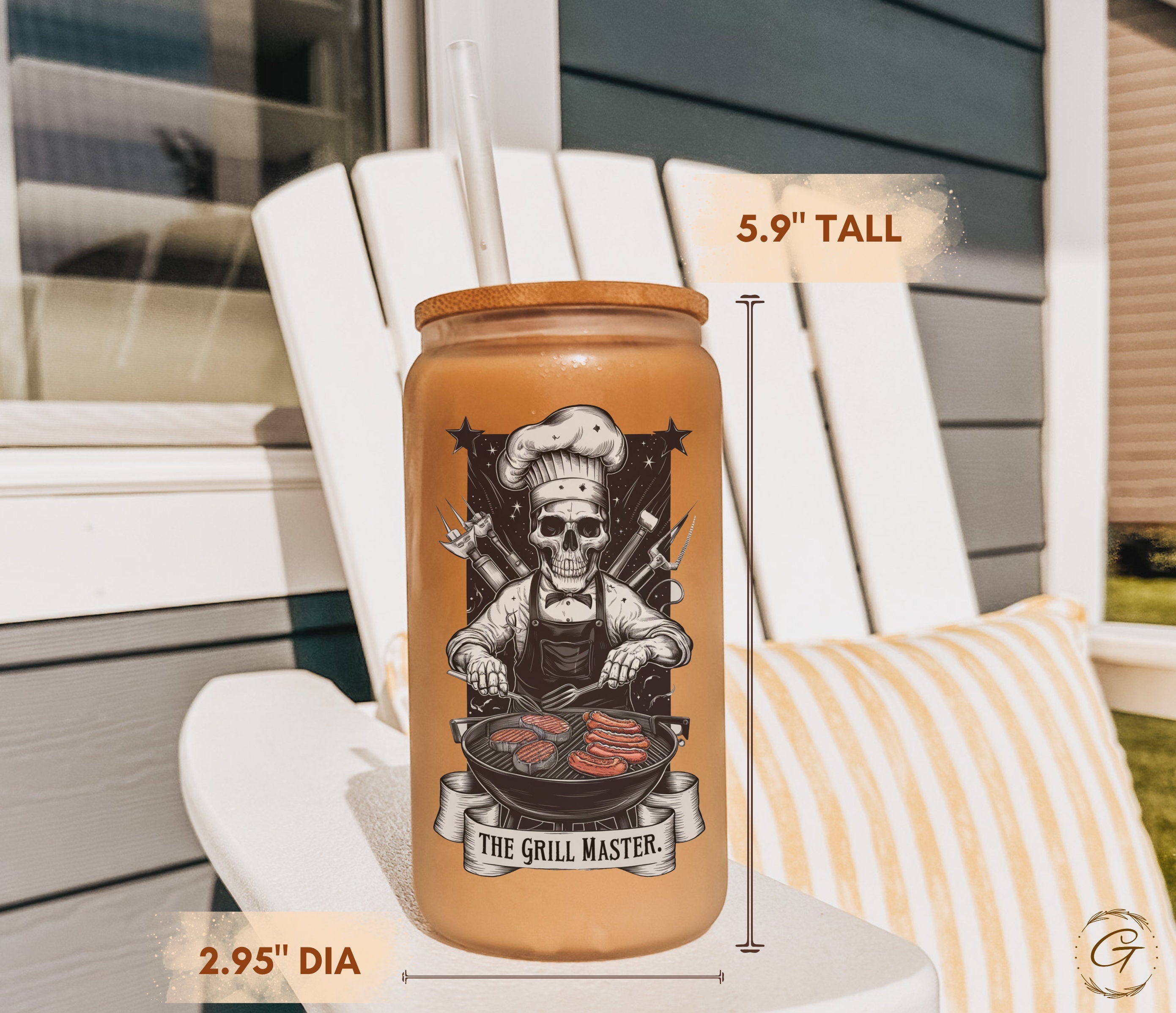 16oz Frosted Glass Cup for Dads, Libbey Grill Master Father's Day, Grandpa Gift, New Dad Announcement, Unique BBQ Gift, Custom Dad Glass Cup