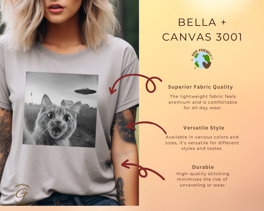 Funny Cat and UFO Graphic Tee product
