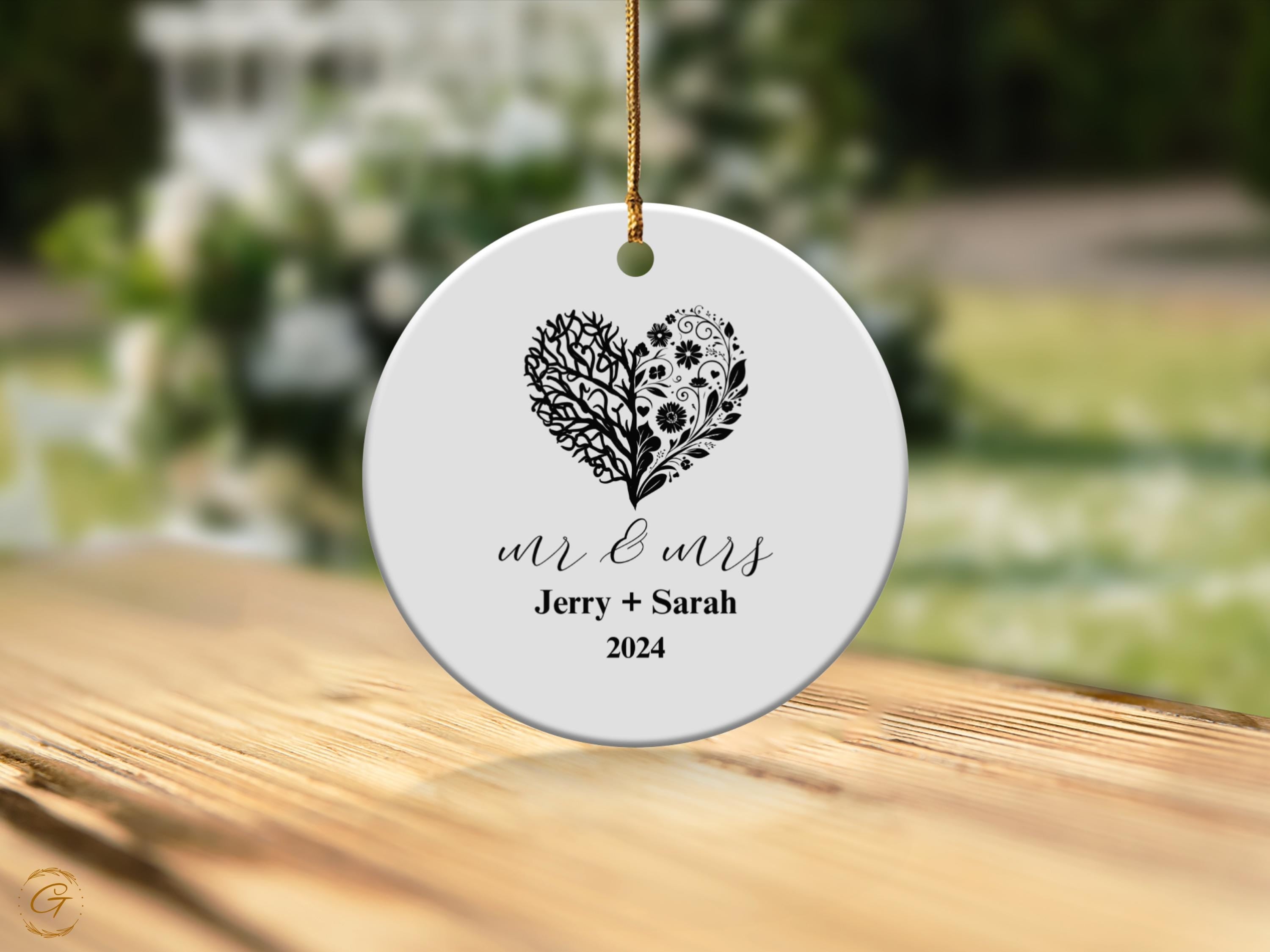 Personalize Wedding Ornament, Mr and Mrs Ornament, Custom Couple Ornament, Wedding Gift, Newlywed Christmas Ornament, 2024 Newlywed Keepsake
