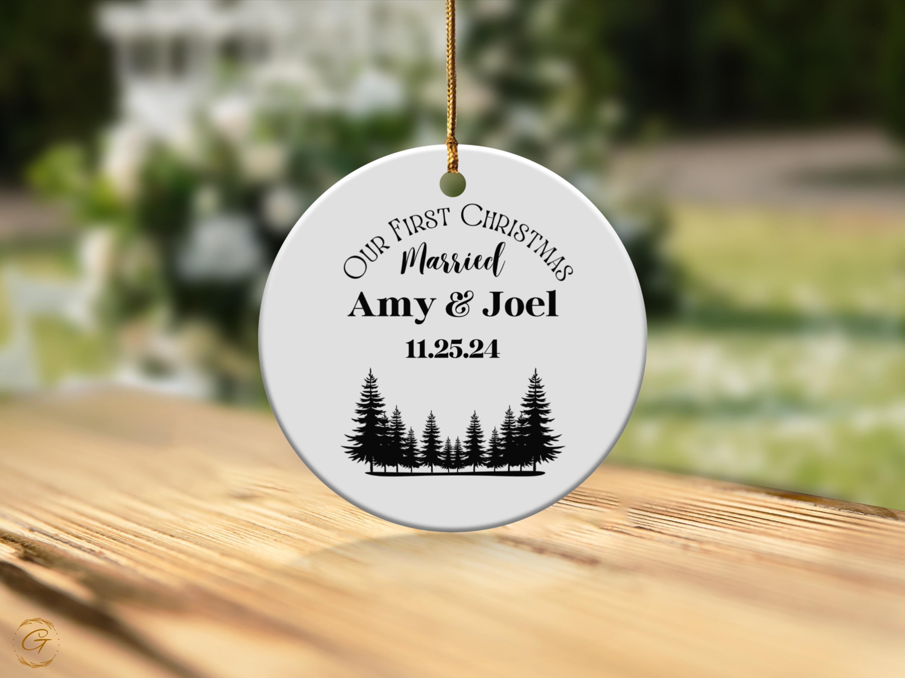 Personalized First Christmas Ornament, Married Personalized Ornament, Custom Tree Design Ornament Keepsake Newlywed Gift, Ideal Married Gift