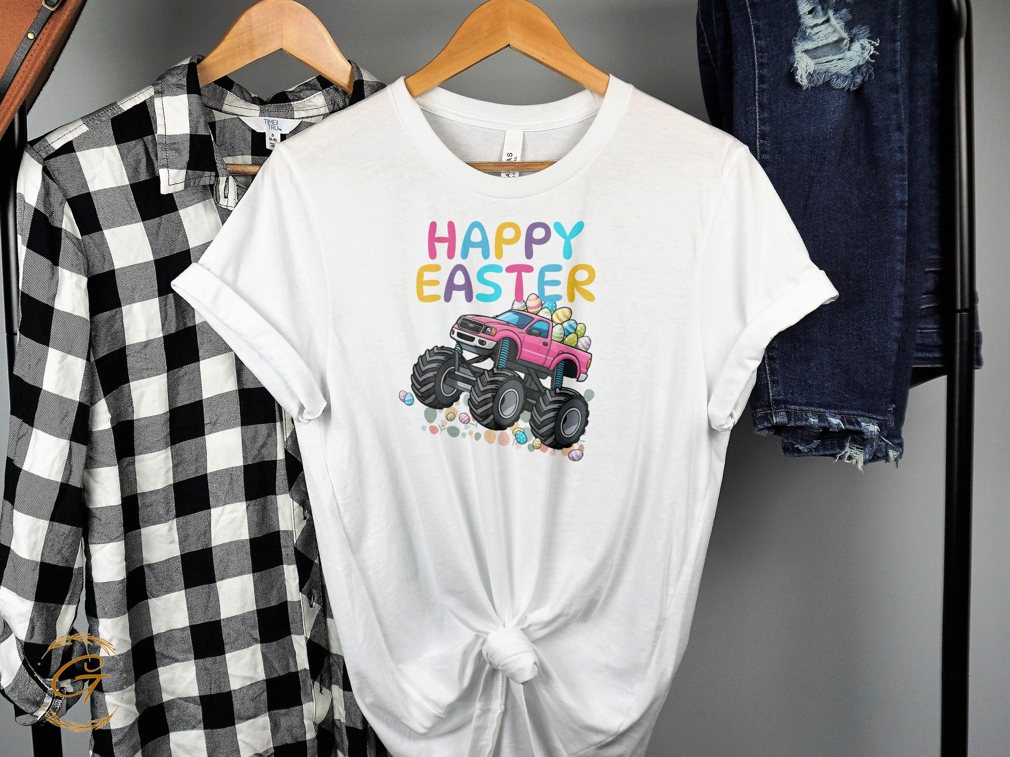 Happy Easter Graphic T-Shirt with Monster Truck product type