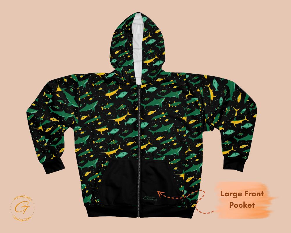 Fishing Design Unisex Zip Hoodie All-Over Print