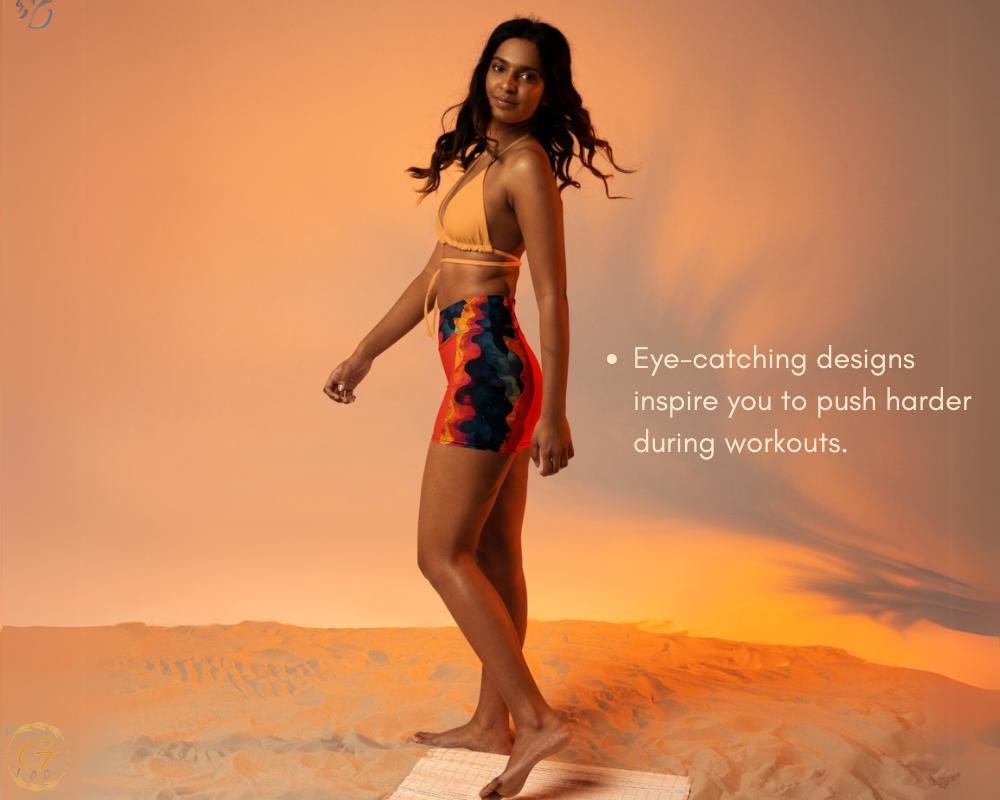 Fiery Wave AOP Yoga Leggings and Shorts - High-Waisted Activewear, Stylish, and Comfortable Activewear for Yogas, Workouts, Everyday Fashion