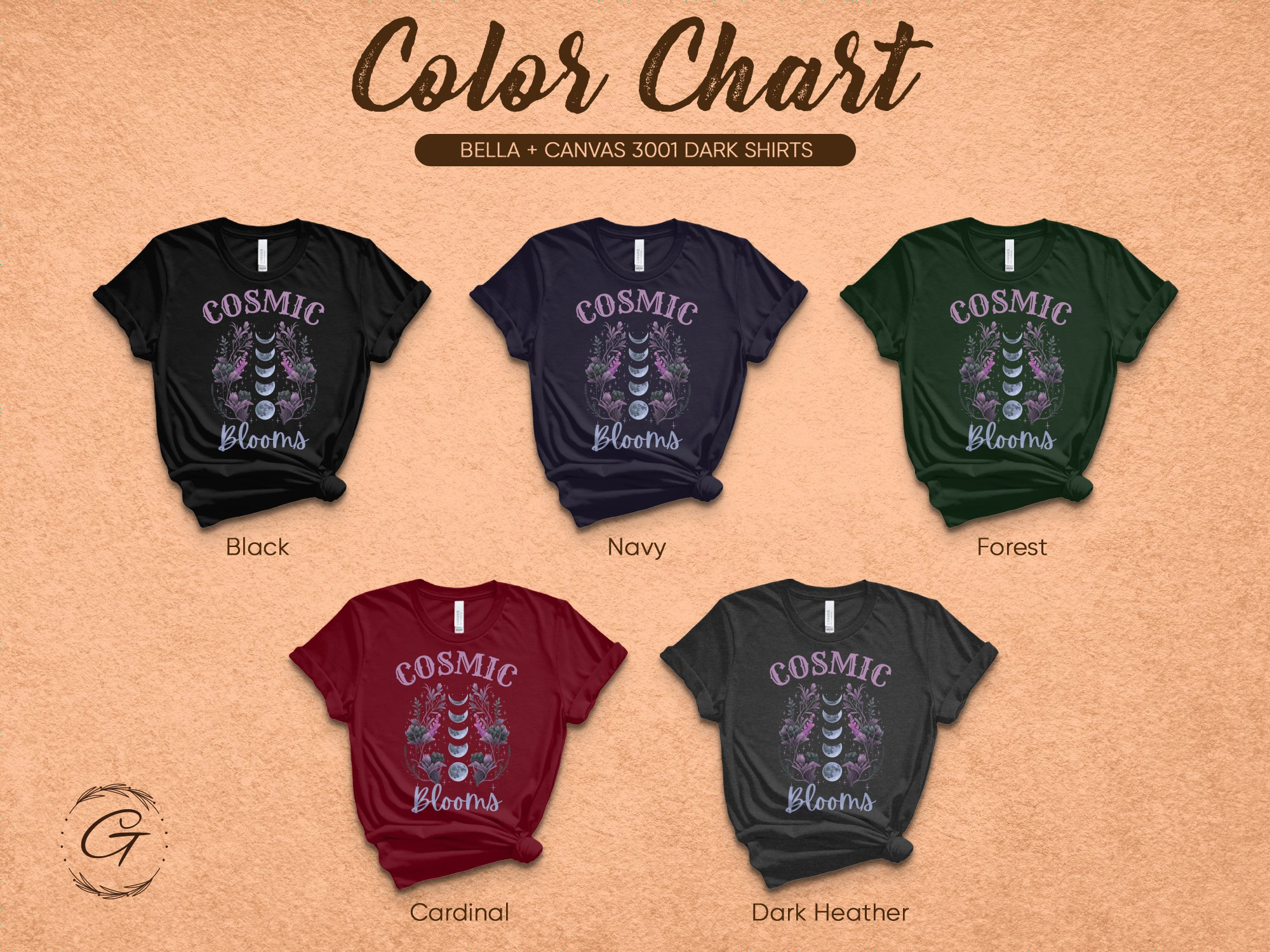 Cosmic Blooms Graphic Tee Dark Color Shirt product type