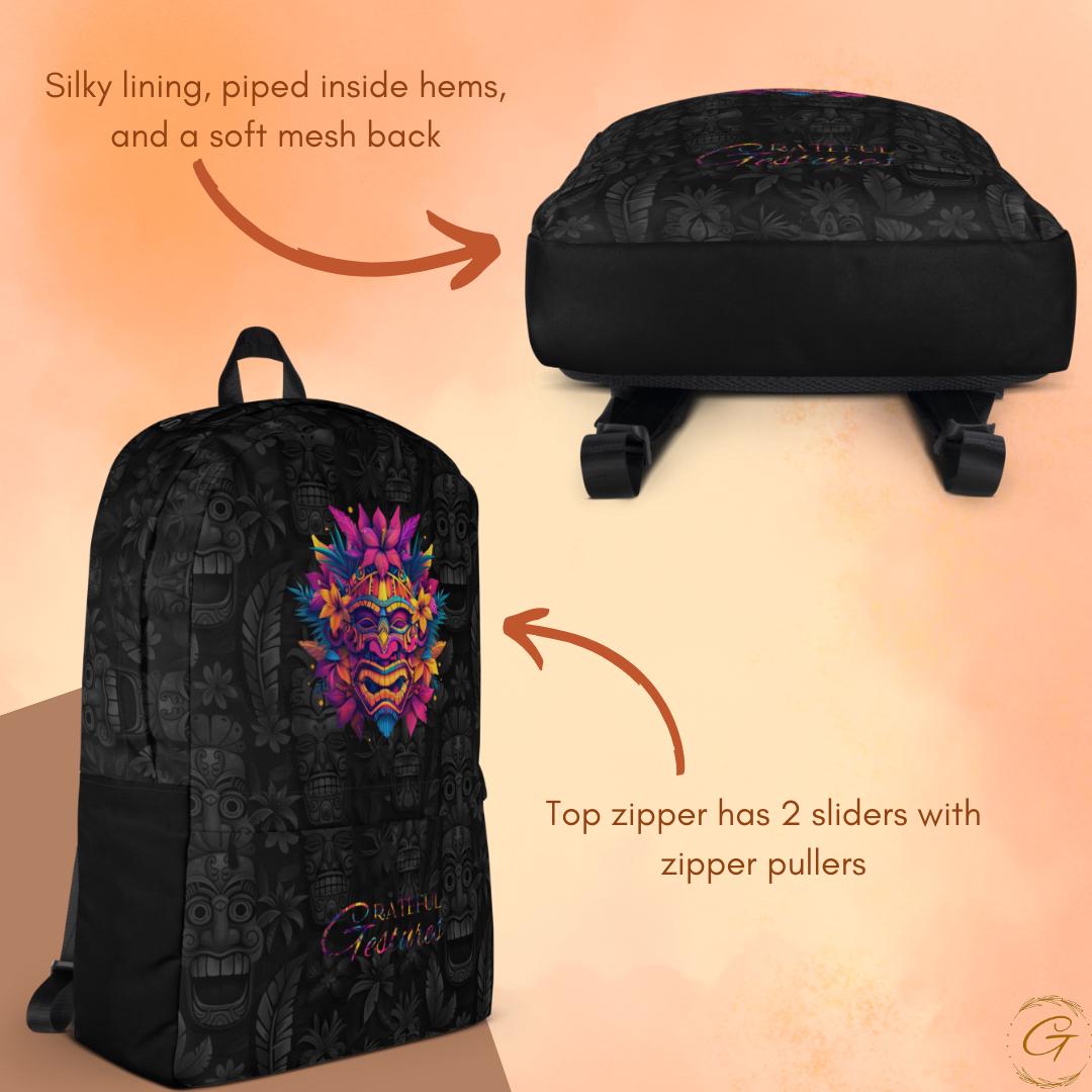 Unique Tiki Mask Backpack - Stylish and Durable Travel Bag