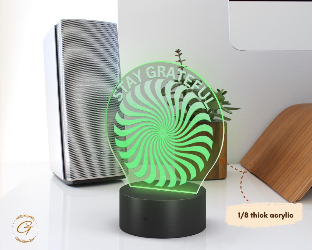 Stay Grateful Circle Acrylic LED Sign Inspirational Light Decor