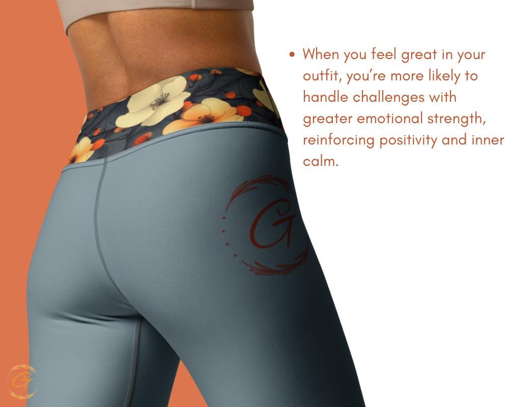 AOP Gray Floral Yoga Leggings & Shorts - High-Waisted Women’s Activewear - Trendy Workout Gear - Comfortable Gym Pants - Unique Fitness Gift