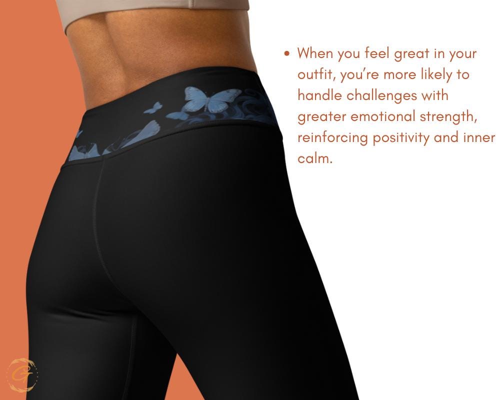 AOP Butterfly Yoga Leggings and Shorts | High-Waisted Activewear for Women | Blue Butterfly Workout Pants | Compression Yoga Shorts & Tights