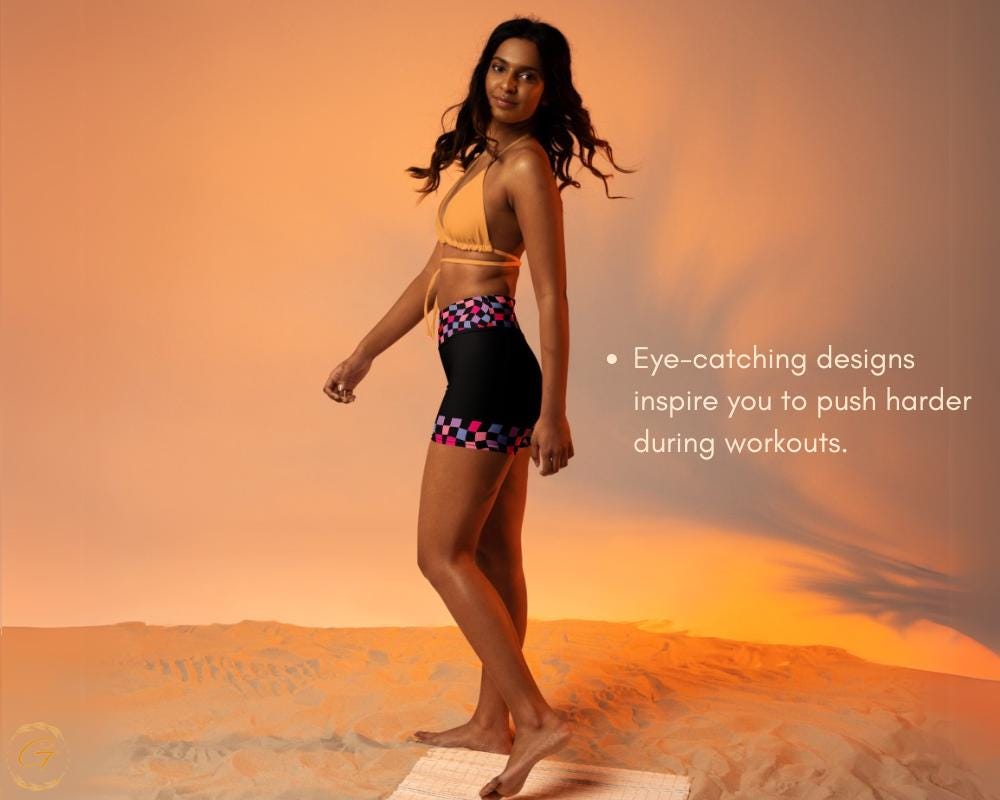 Vibrant Checkered Design Yoga Shorts and Leggings Comfortable High Quality Activewear Perfect for Workout Yoga Everyday Wear Stretchy Fabric