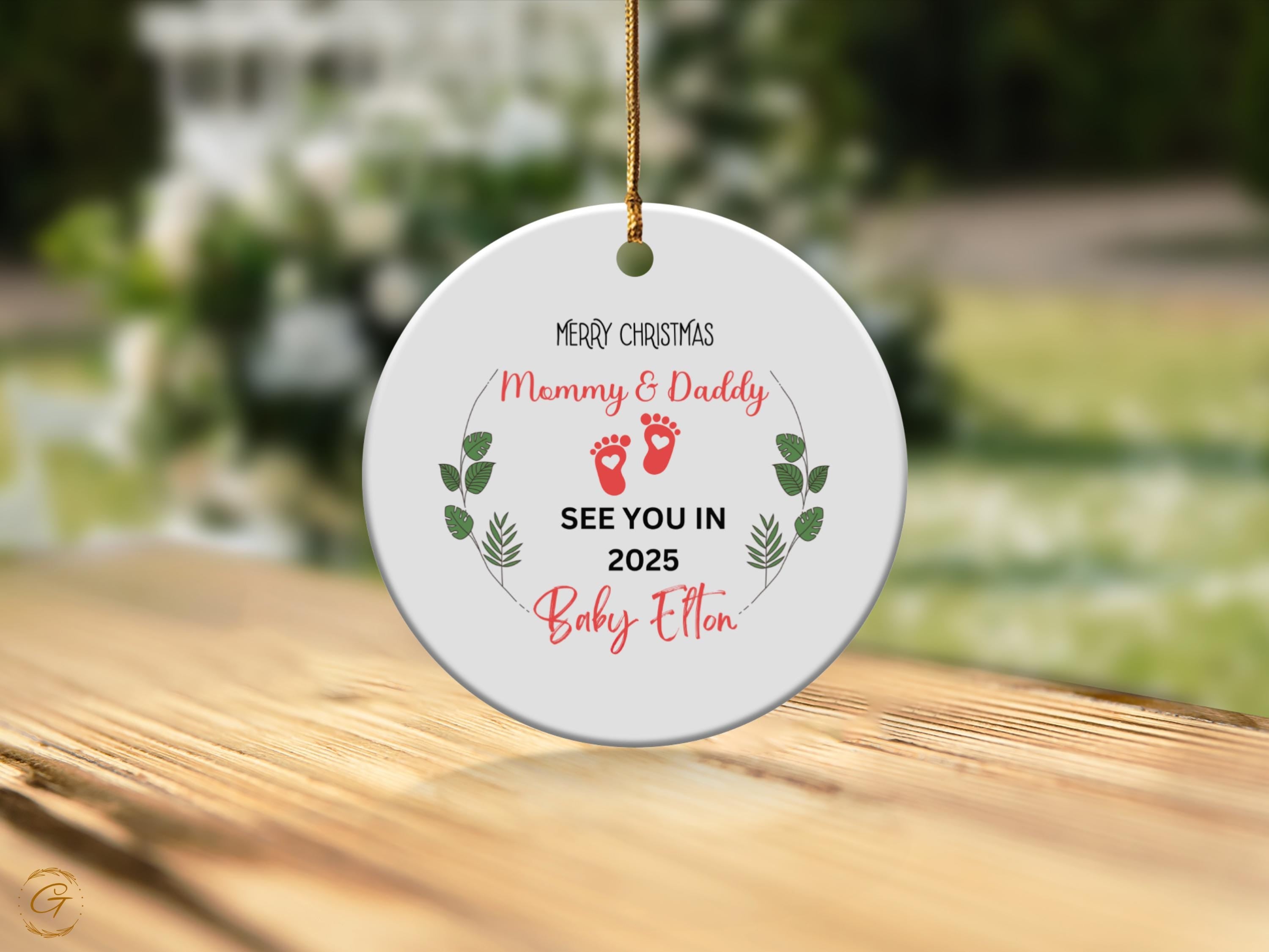 Personalized Pregnancy Announcement Christmas Ornament, Personalized Gift for Expecting Parents, Custom Unique Holiday Keepsake New Families